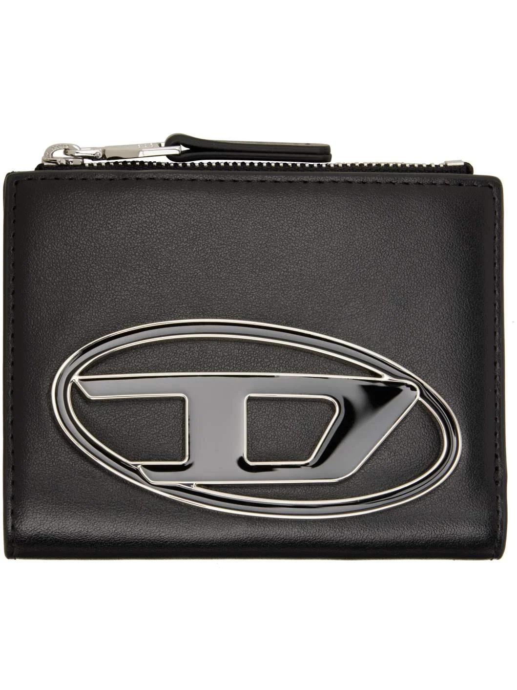 Black Logo Plaque Small Leather Wallet - 1
