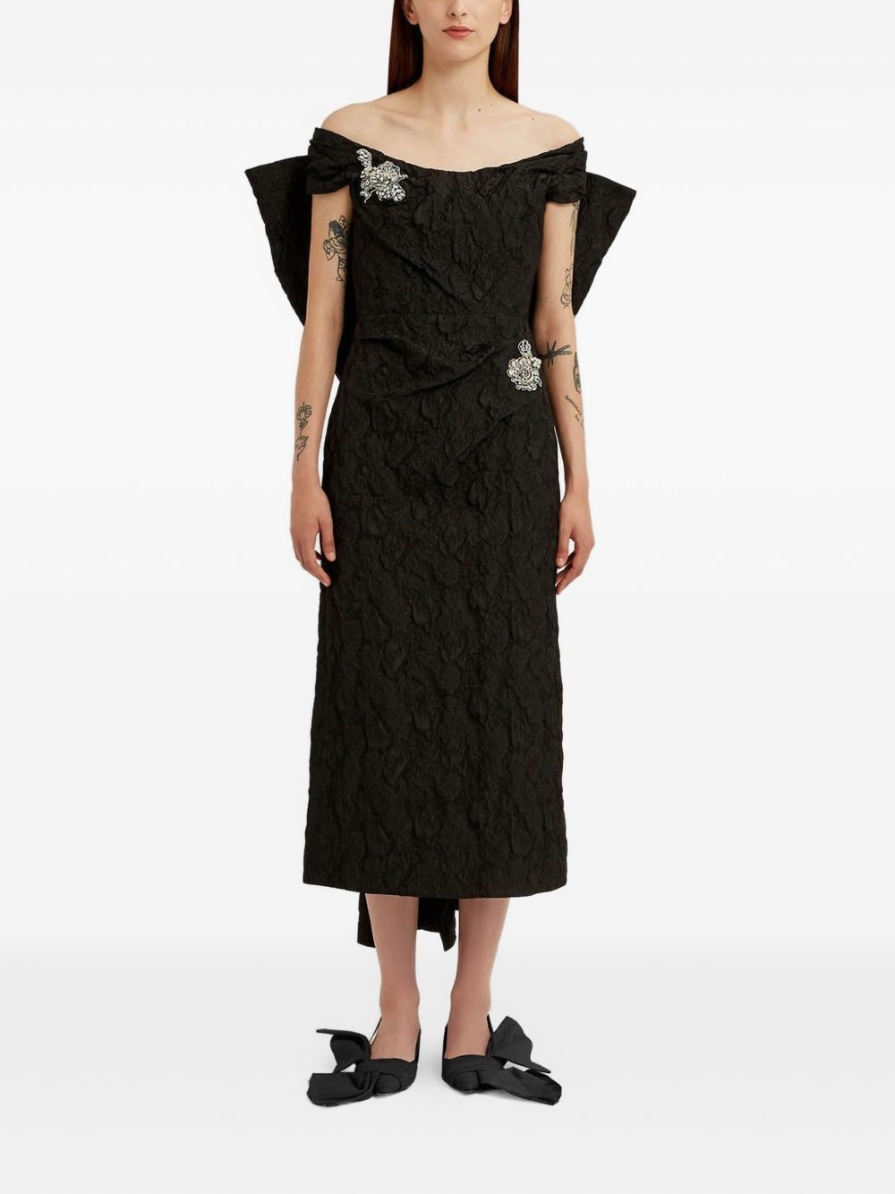 off-shoulder midi dress - 3