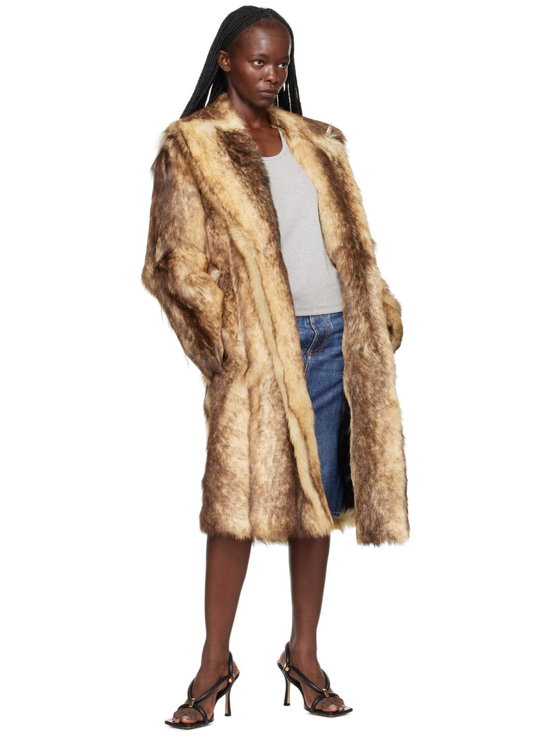 Bottega Veneta Beige Printed Faux-Fur Coat outlook