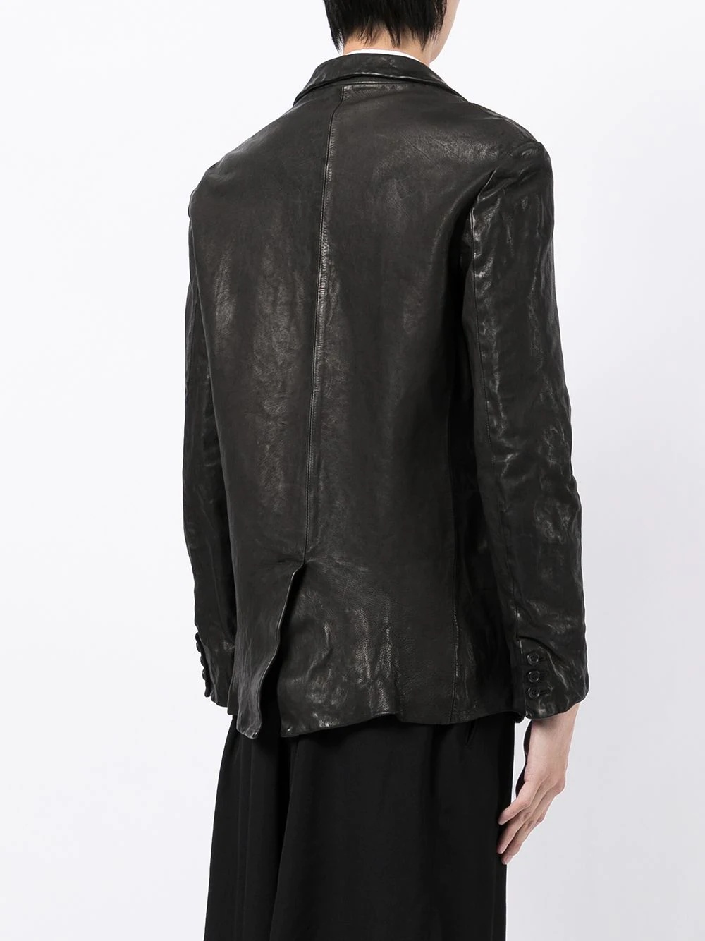 crinkled leather blazer - 4