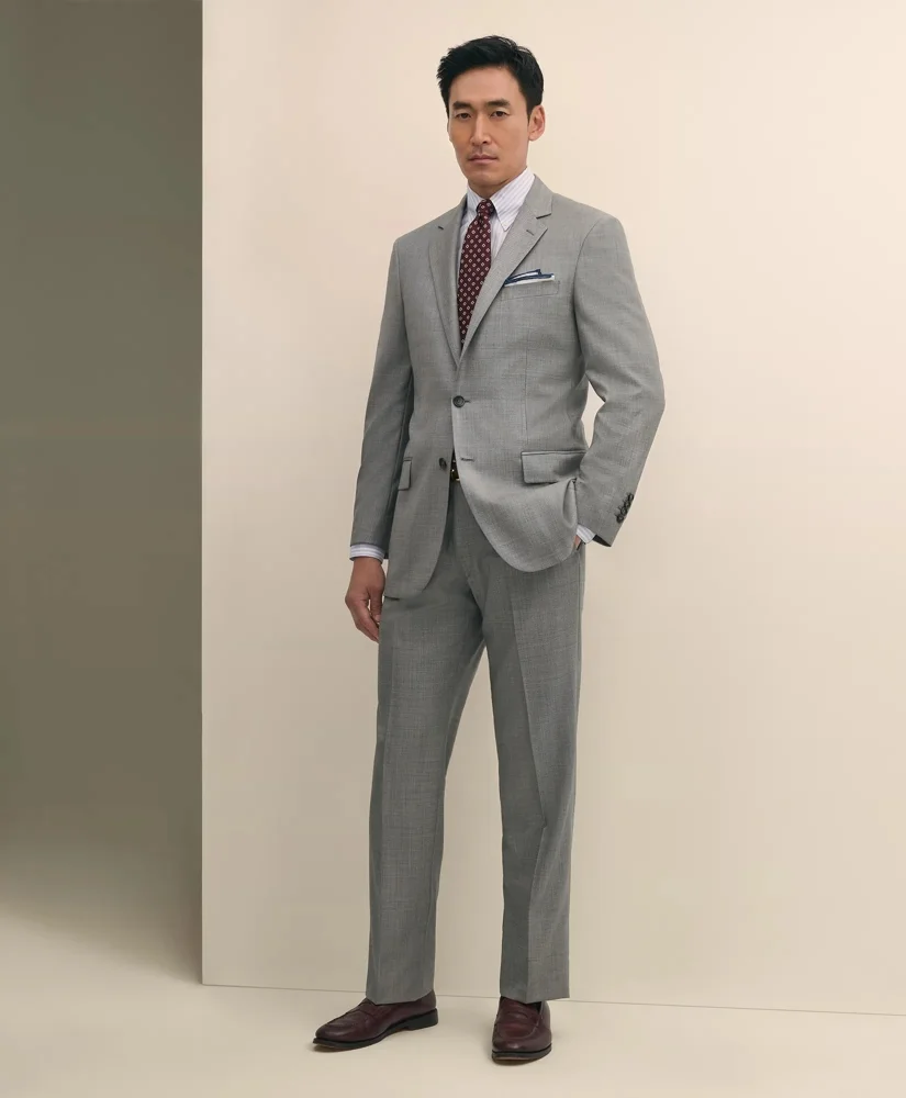 Traditional Fit Wool Sharkskin 1818 Suit - 1