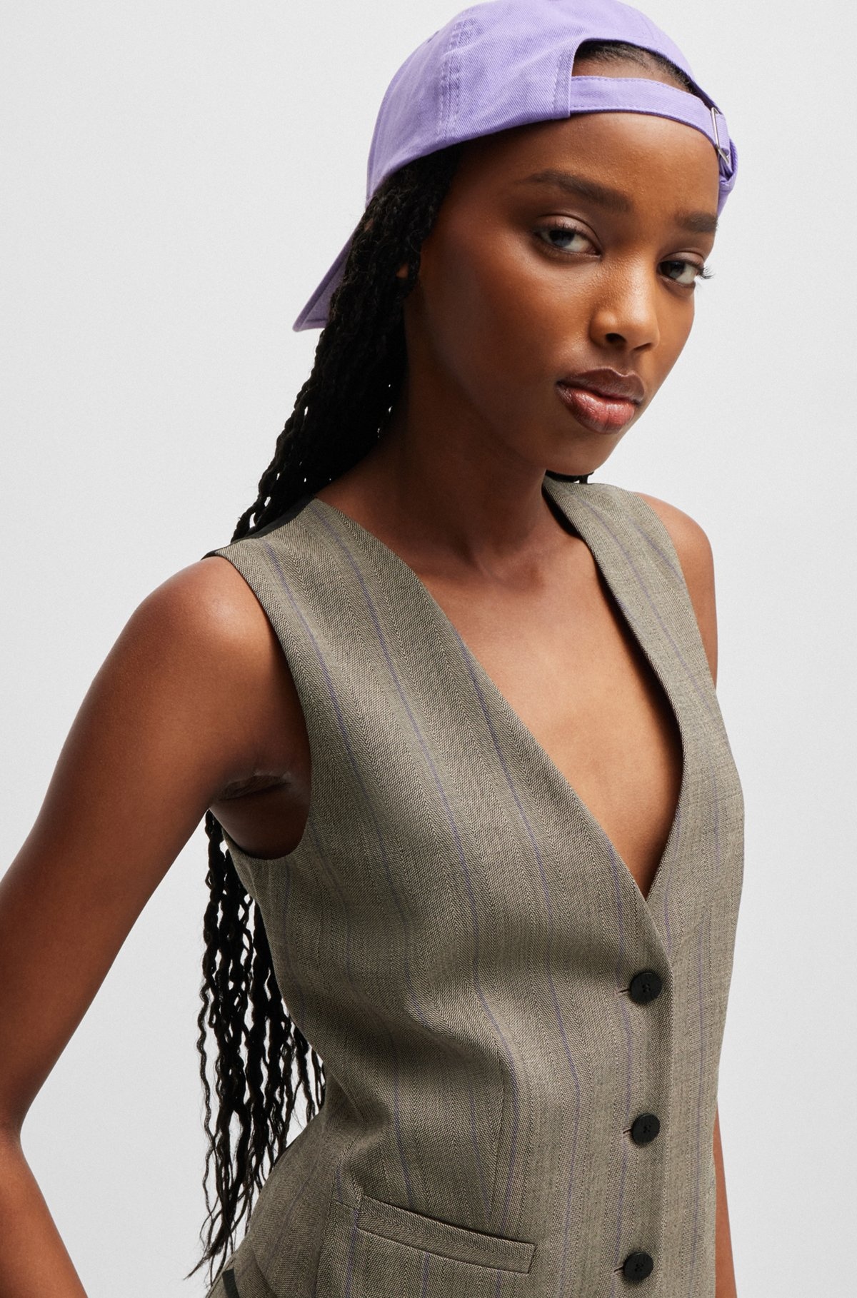REGULAR-FIT WAISTCOAT IN STRIPED CLOTH - 6