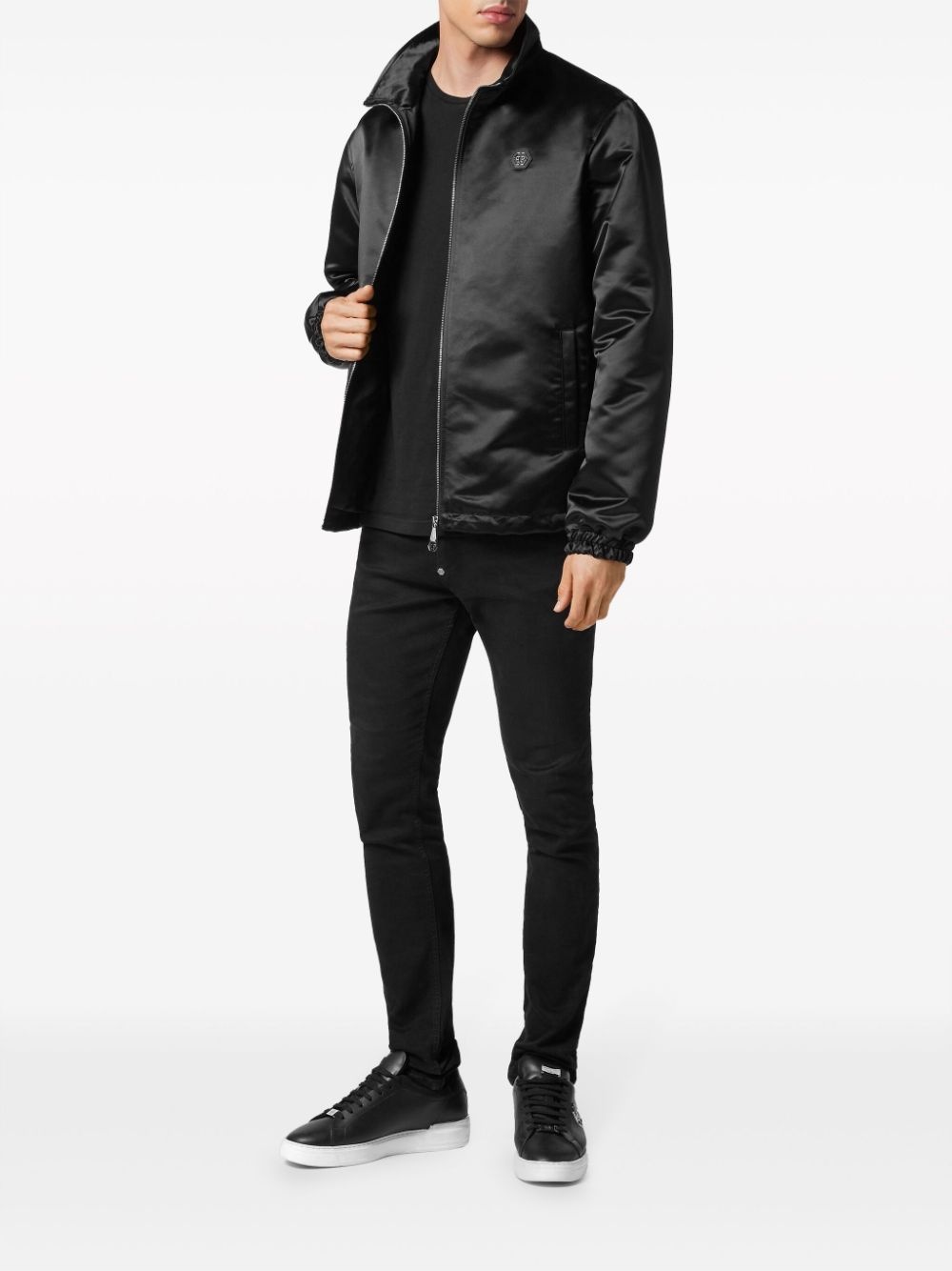 logo-appliquÃ© satin-finish windbreaker - 2