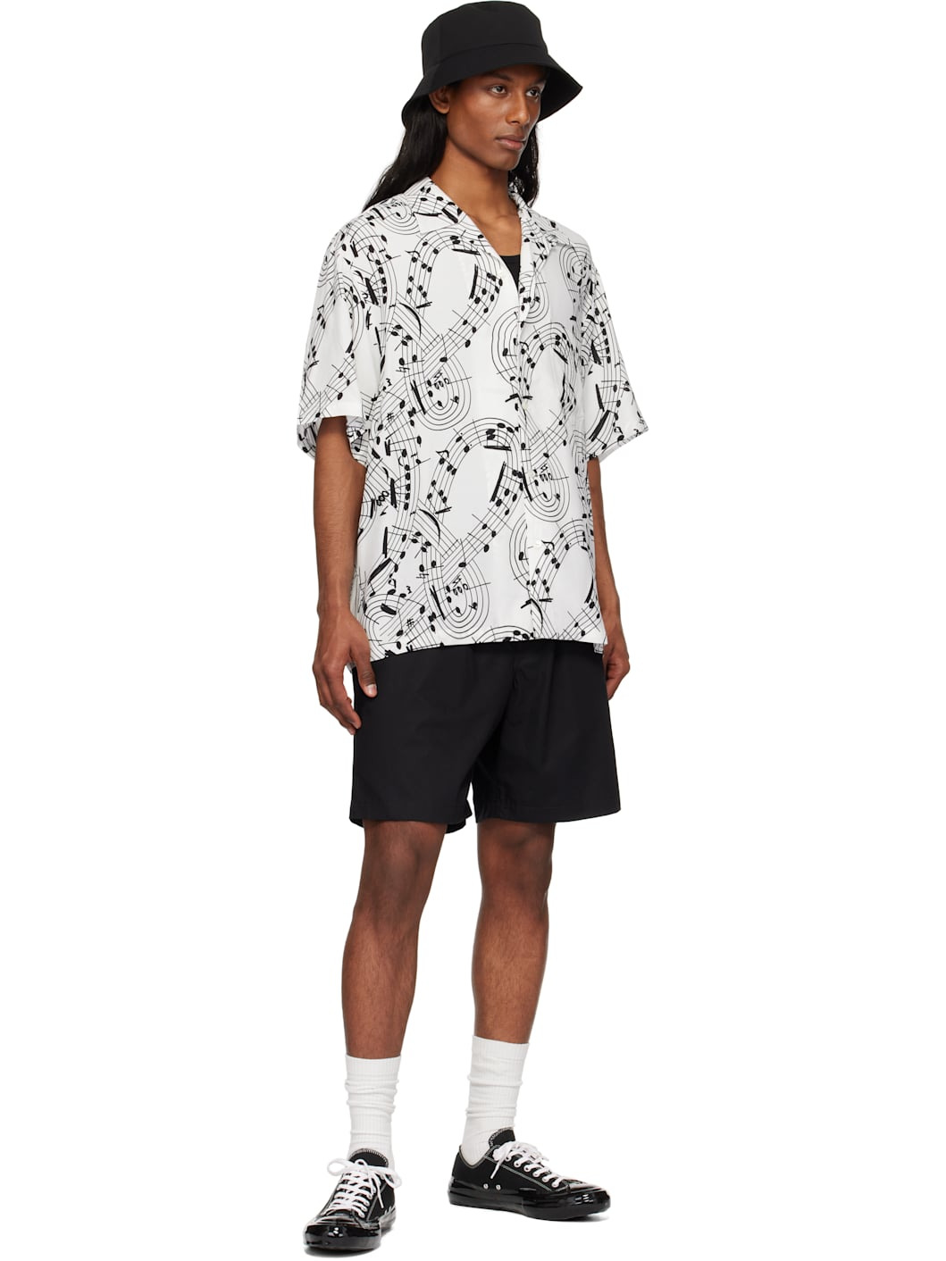 White & Black Music Note Hawaiian Shirt - 4