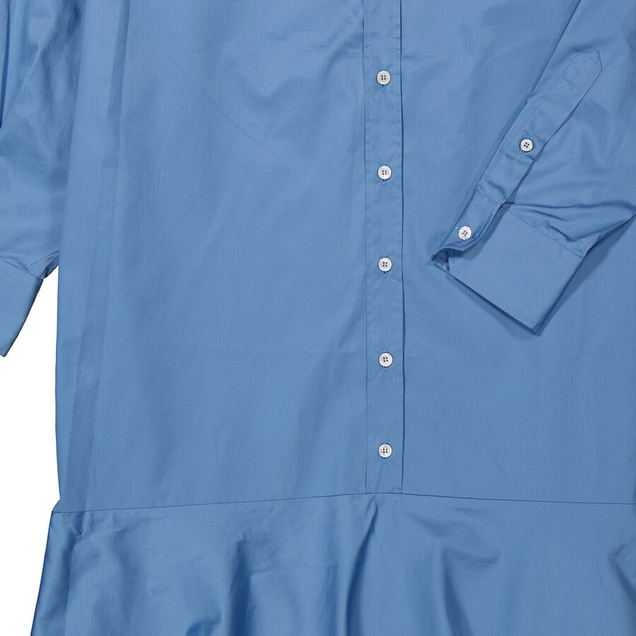 MM6 Maison Margiela Ladies Prussian Blue Asymmetric Cotton Shirt Dress - 8