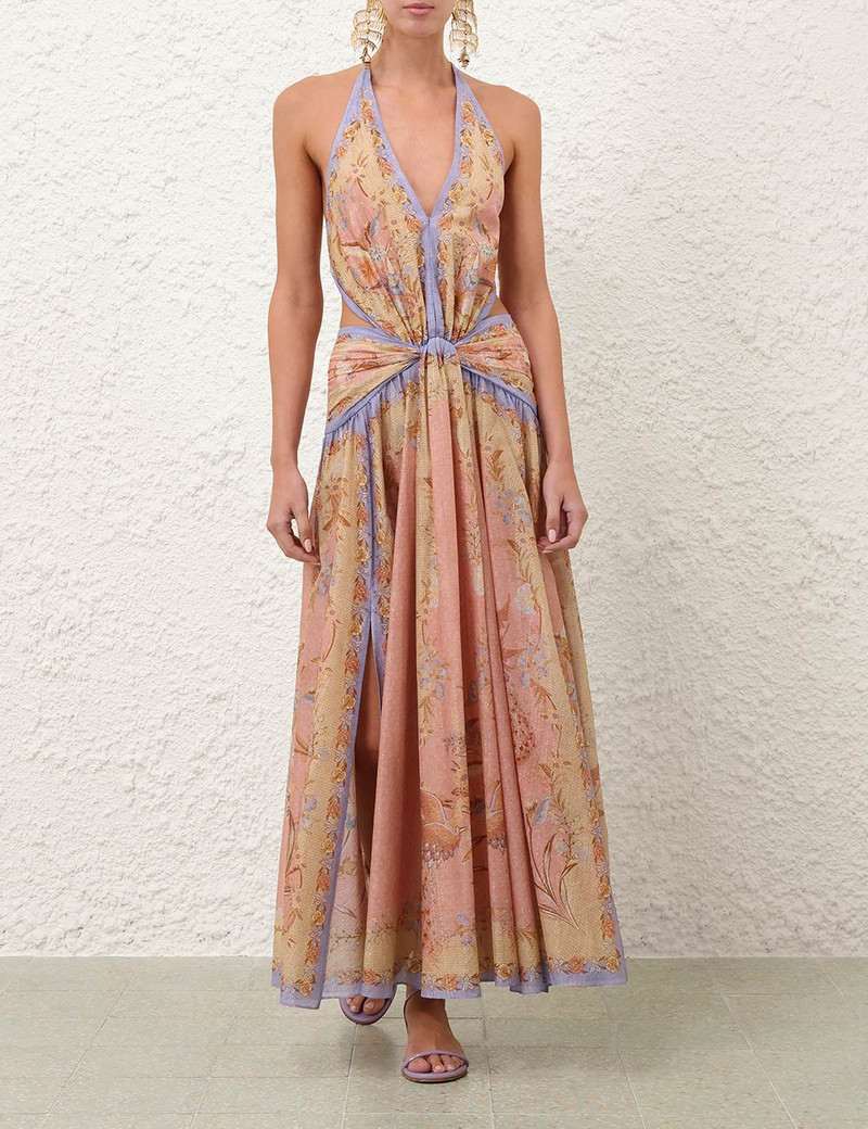 Zimmermann INDRA PLUNGE HALTER MAXI DRESS outlook
