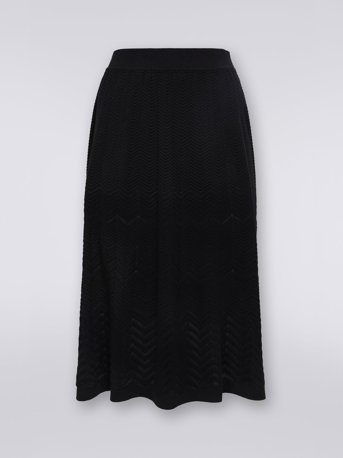 Wool longuette skirt with tone-on-tone zigzag - 1