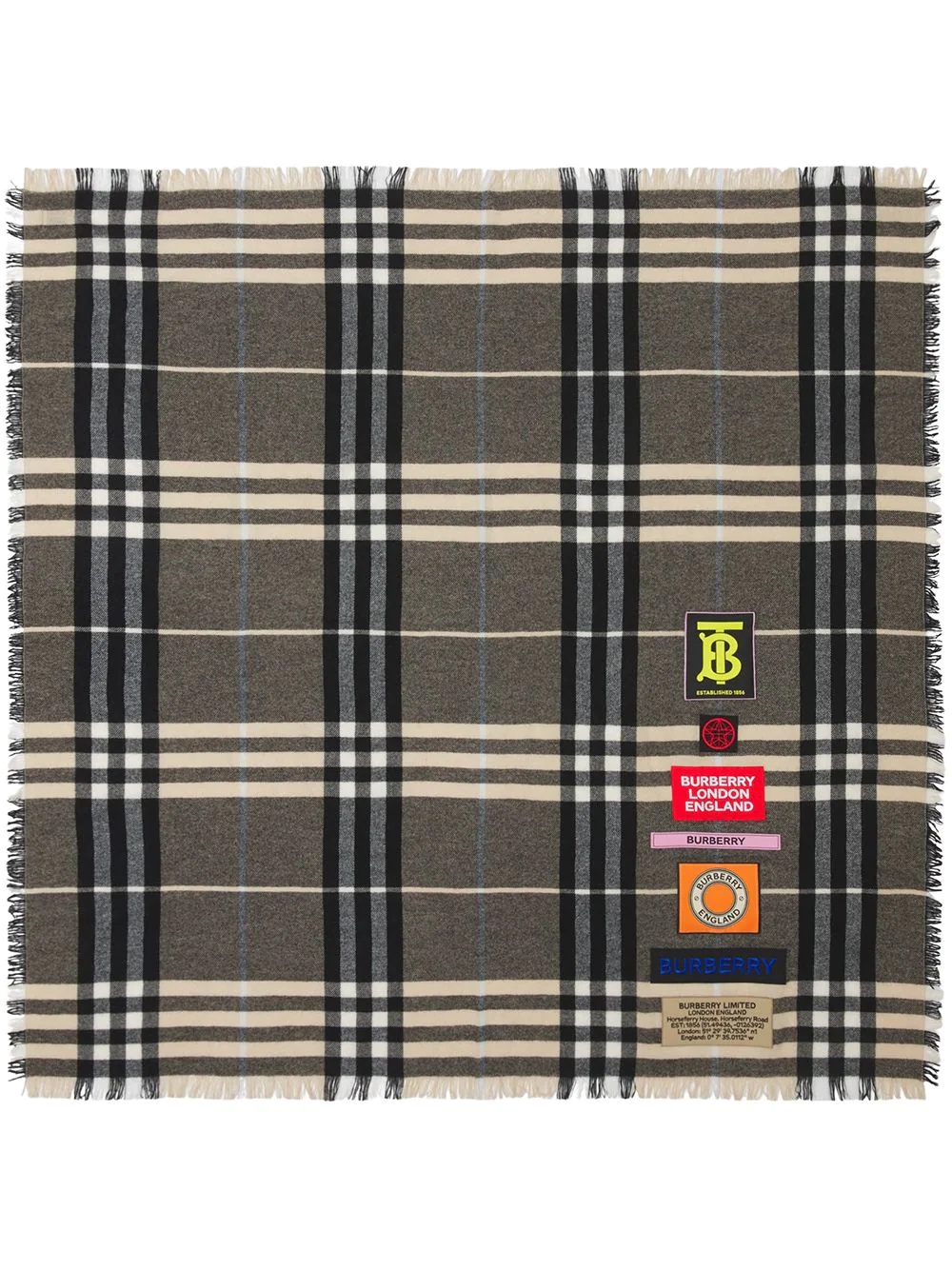 appliqué logo checked scarf - 3