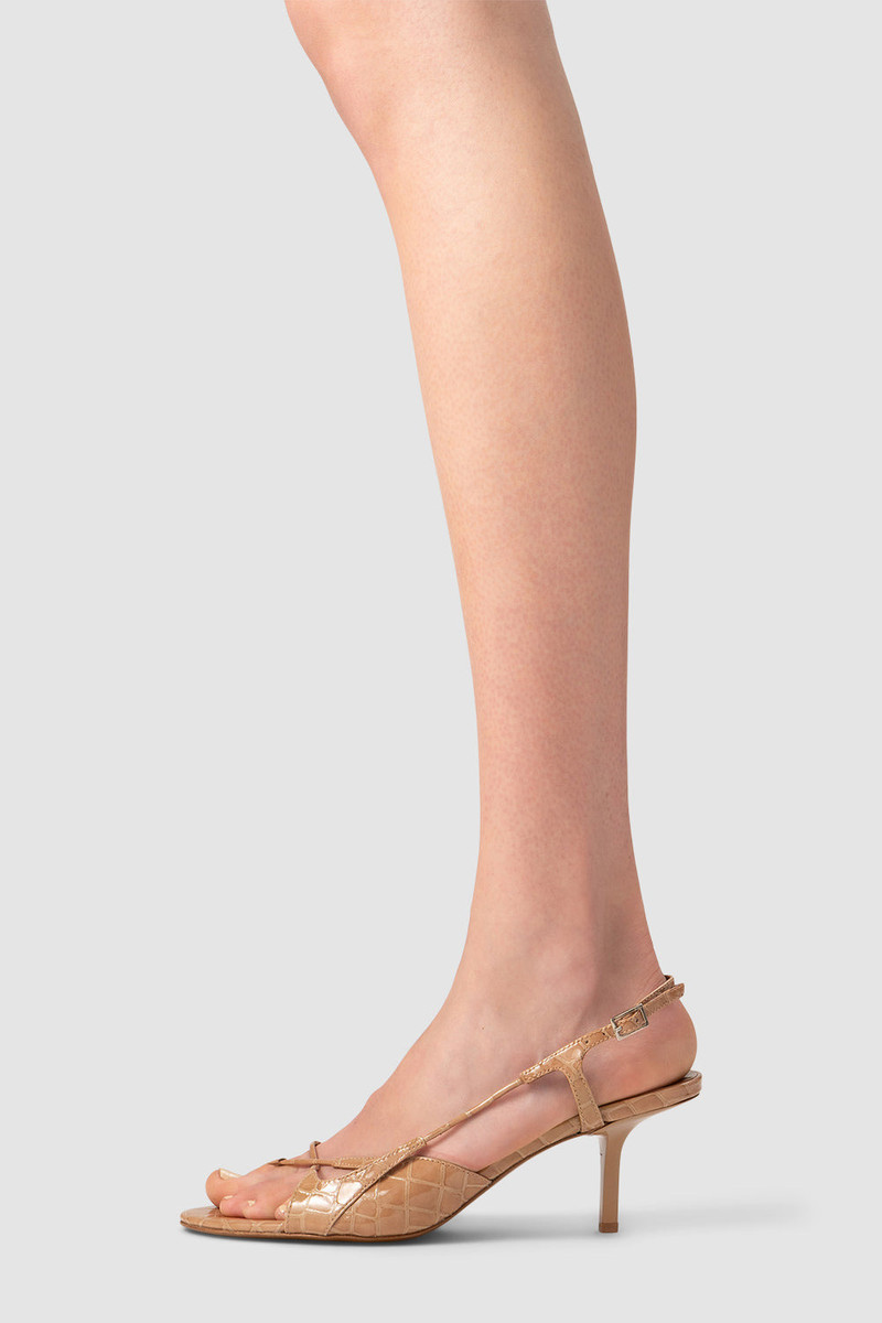Sierra Light Tan Croco Embossed Leather Slingback Sandal 4
