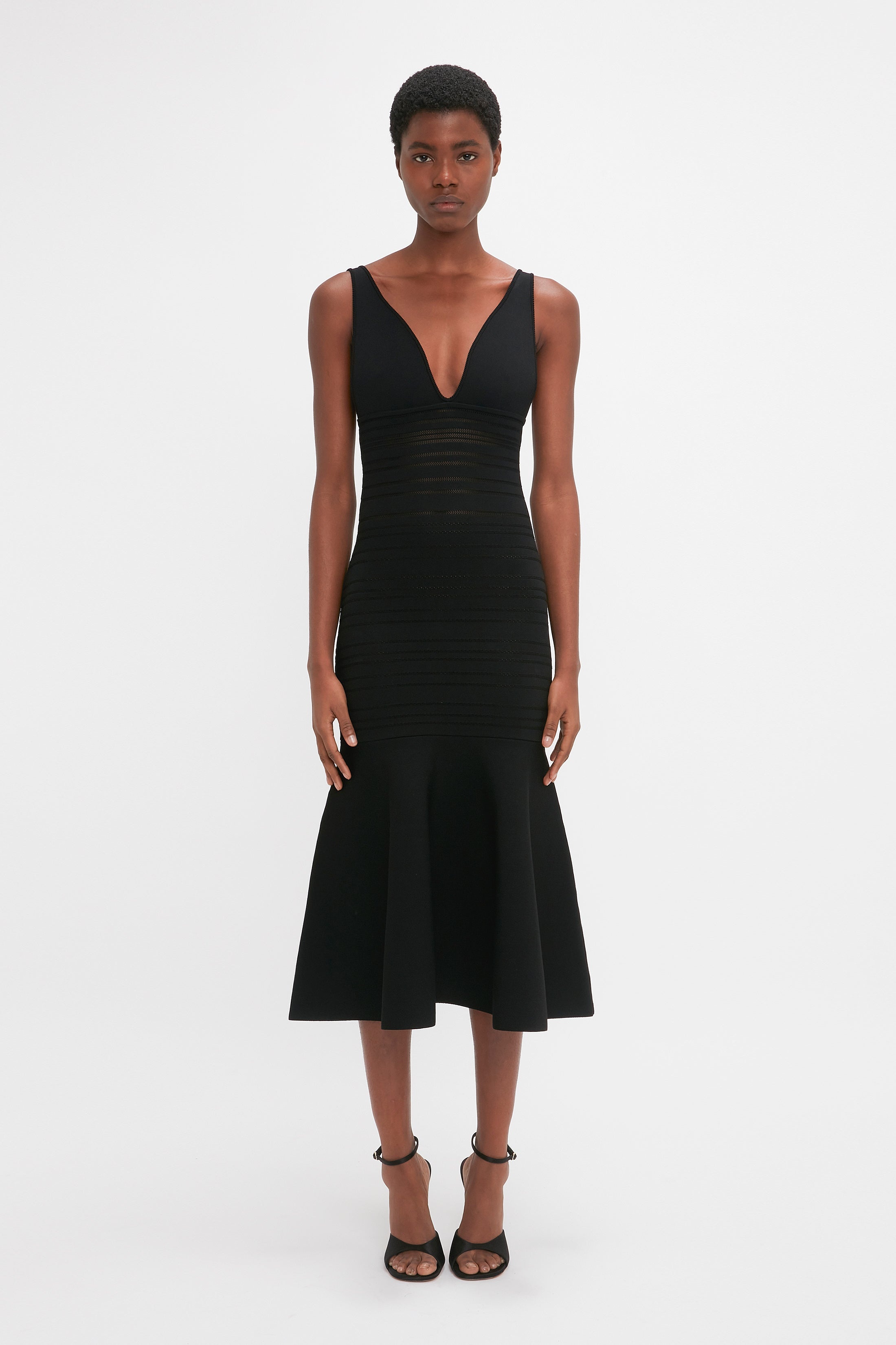 Frame Detail Sleeveless Dress In Black - 2
