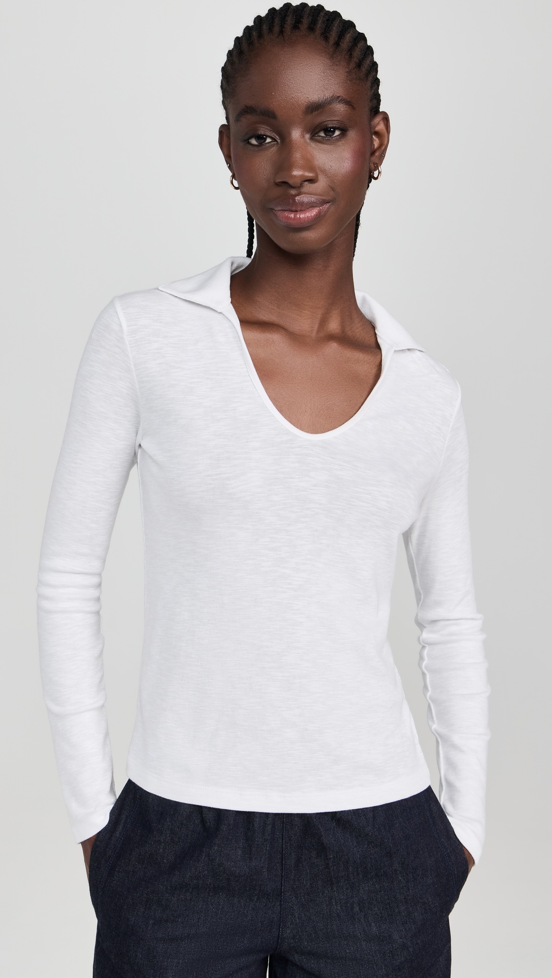 Long Sleeve Open Neck Polo - 6