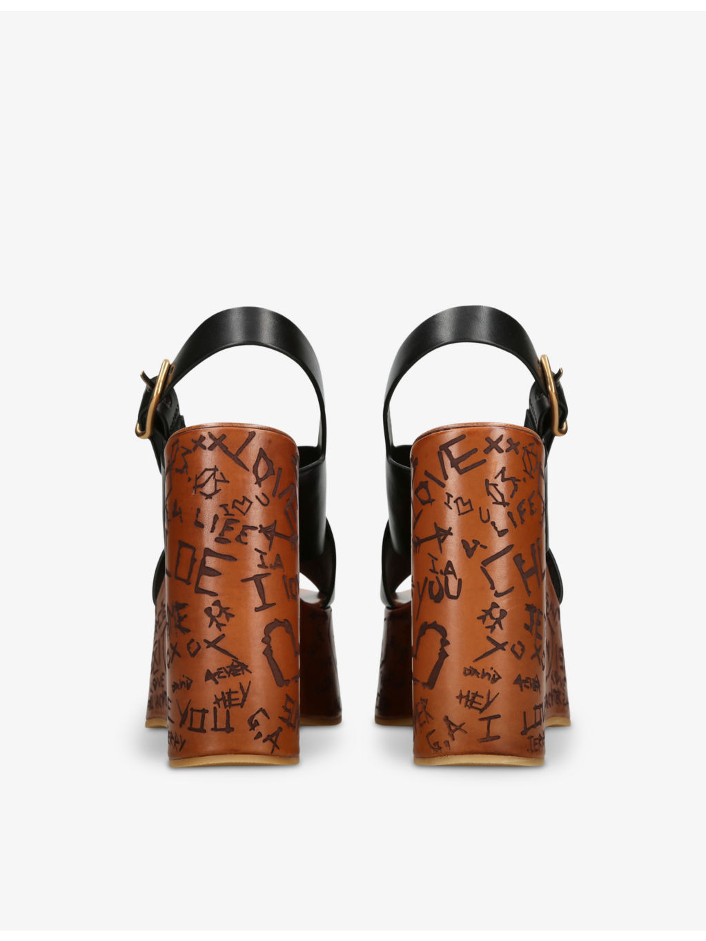Maxine engraved-sole cowhide wedge sandals - 4