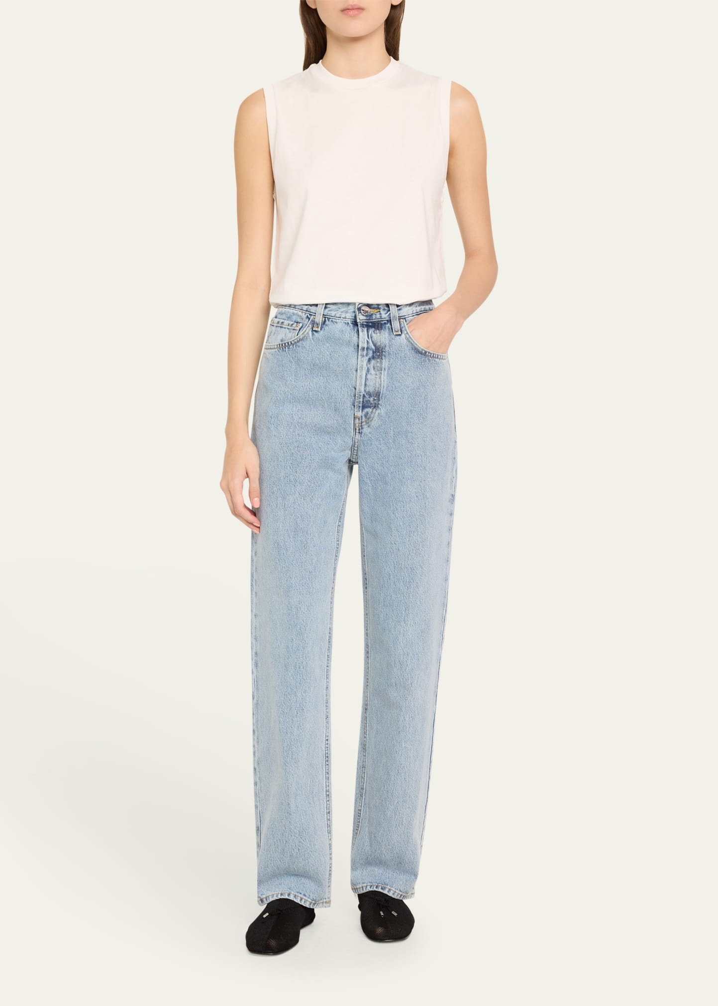 Classic Cut Denim Pants - 2