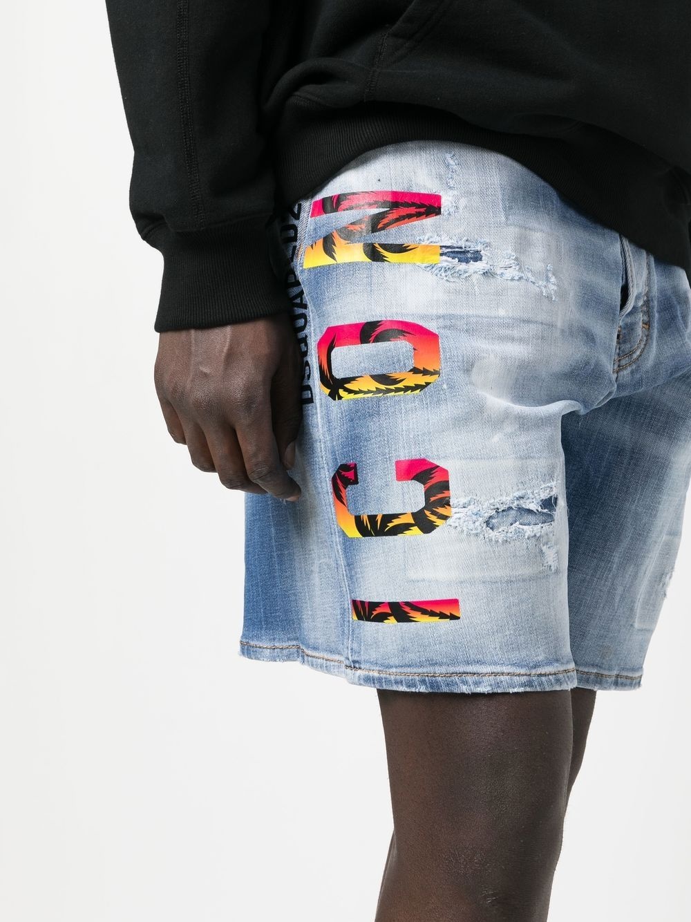 distressed wide-leg shorts - 5