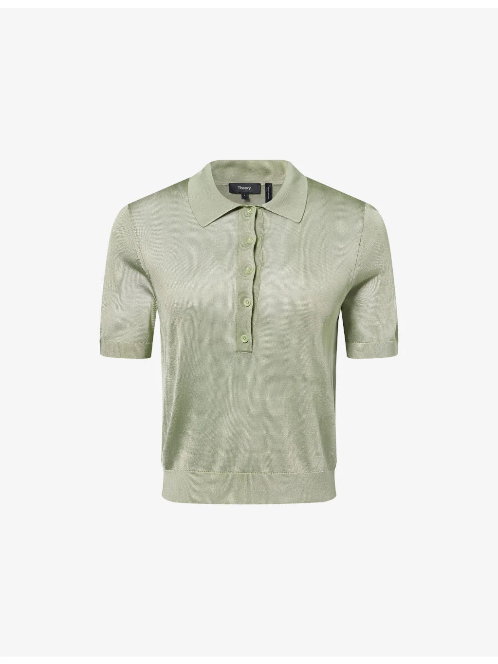 Short-Sleeve Fine-Knit Polo Shirt - 1