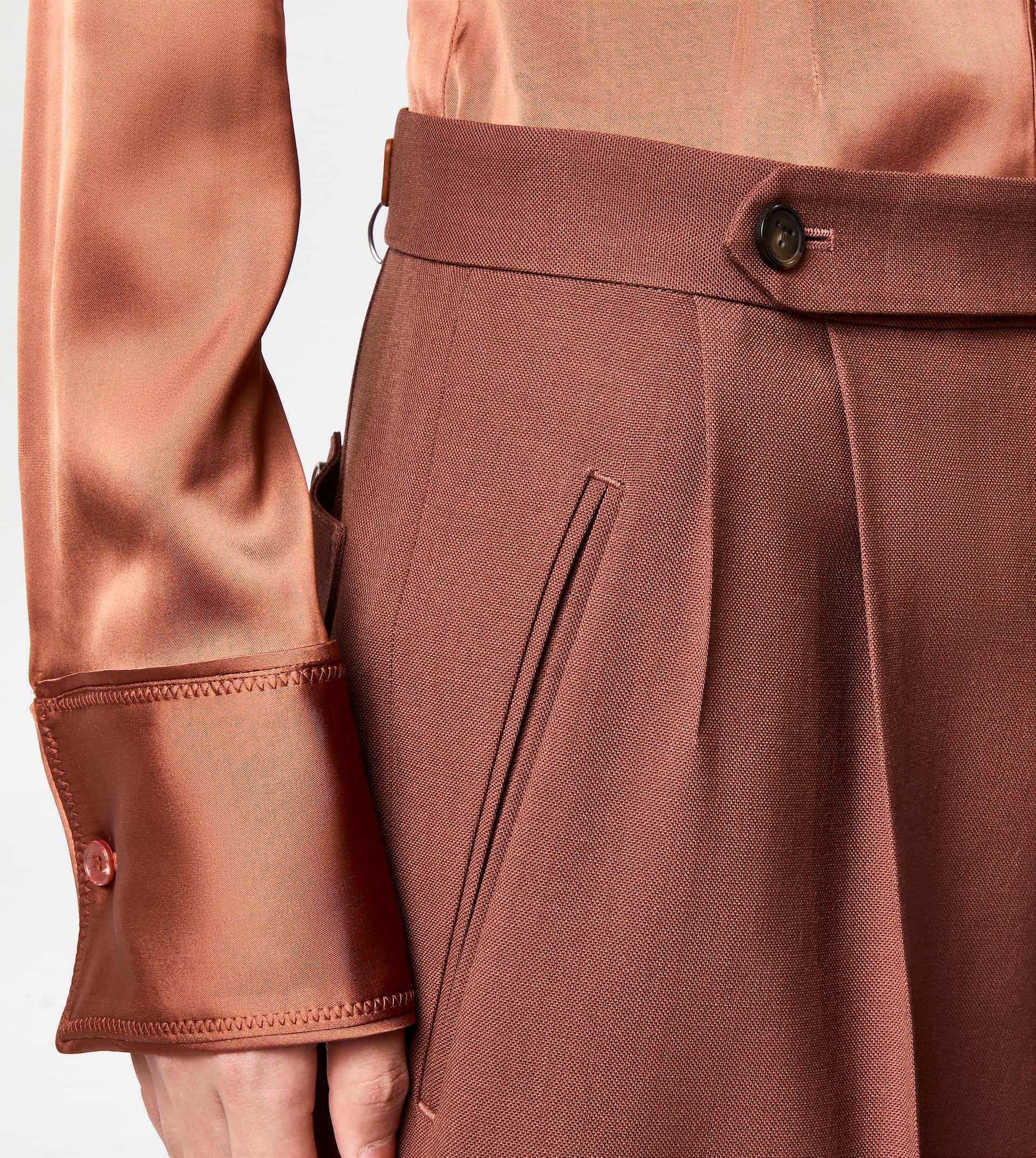 PANTS IN WOOL - BROWN - 3
