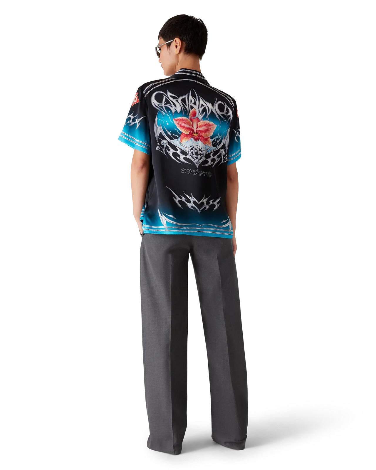 Blades Short Sleeve Silk Satin Shirt | Casablanca Paris - 3