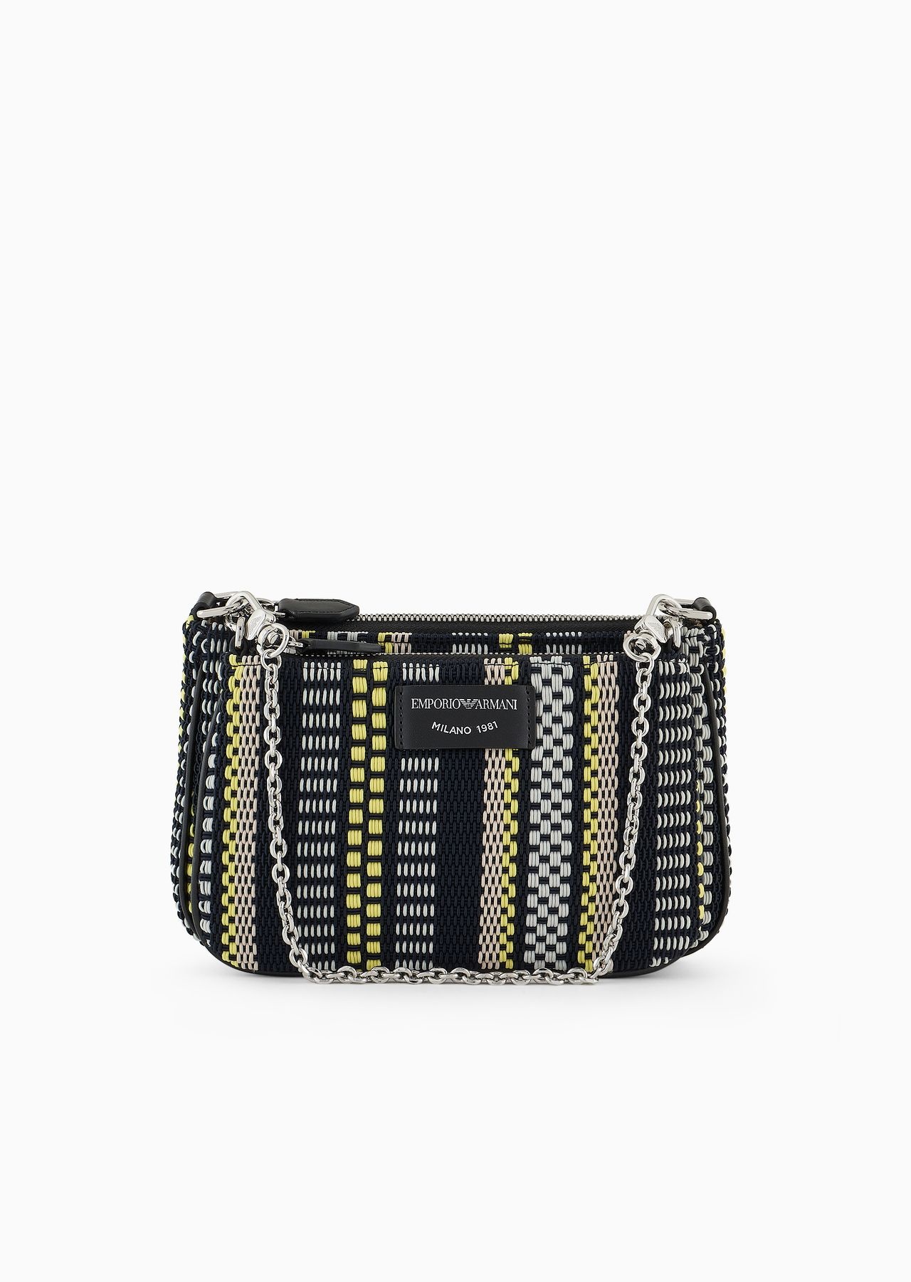 Double mini shoulder bag in basketweave - 1