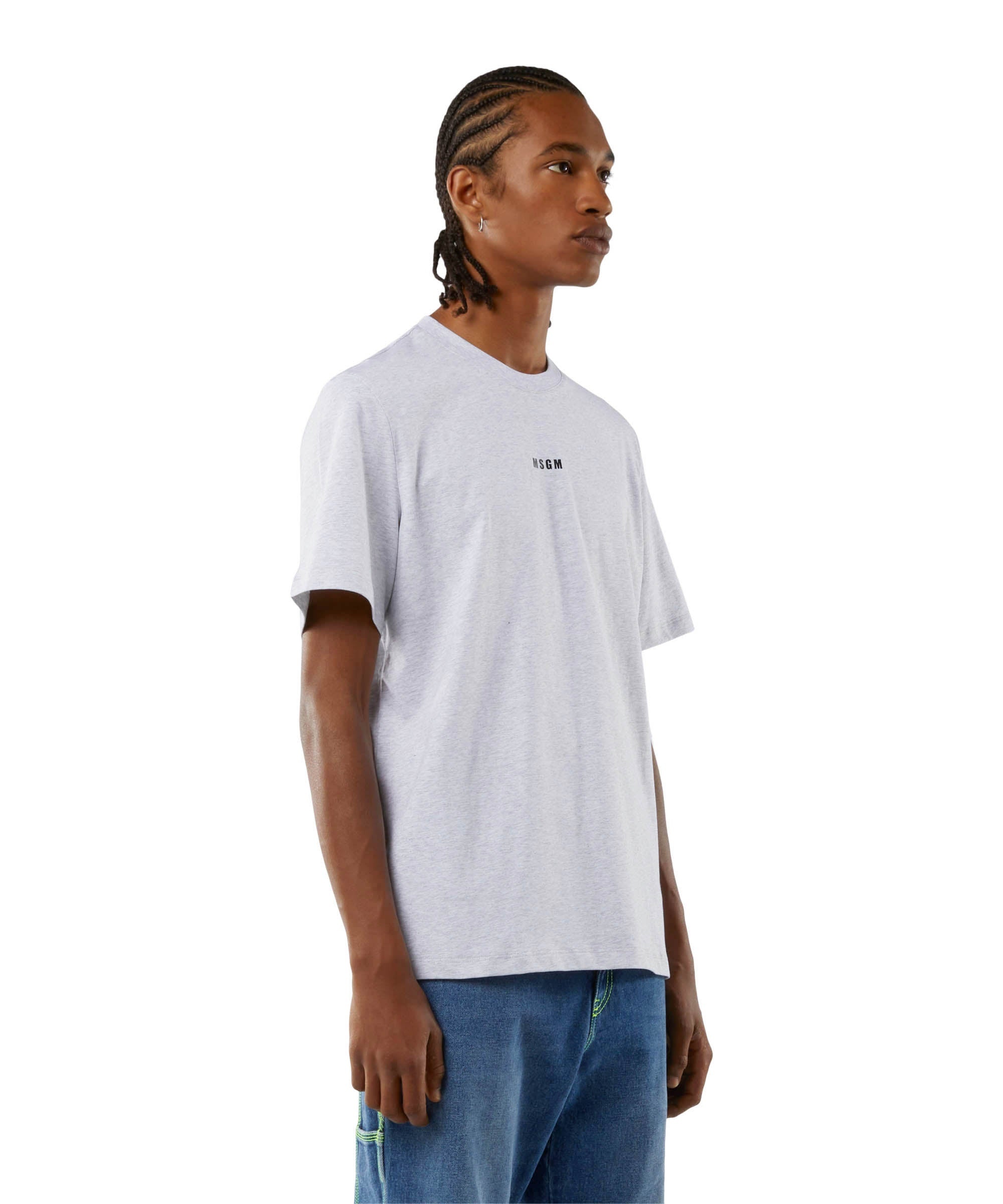 Round neck cotton T-shirt with micro logo - 5