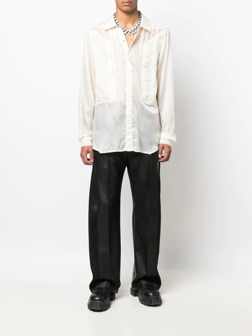 chest welt-pocket detail shirt - 2