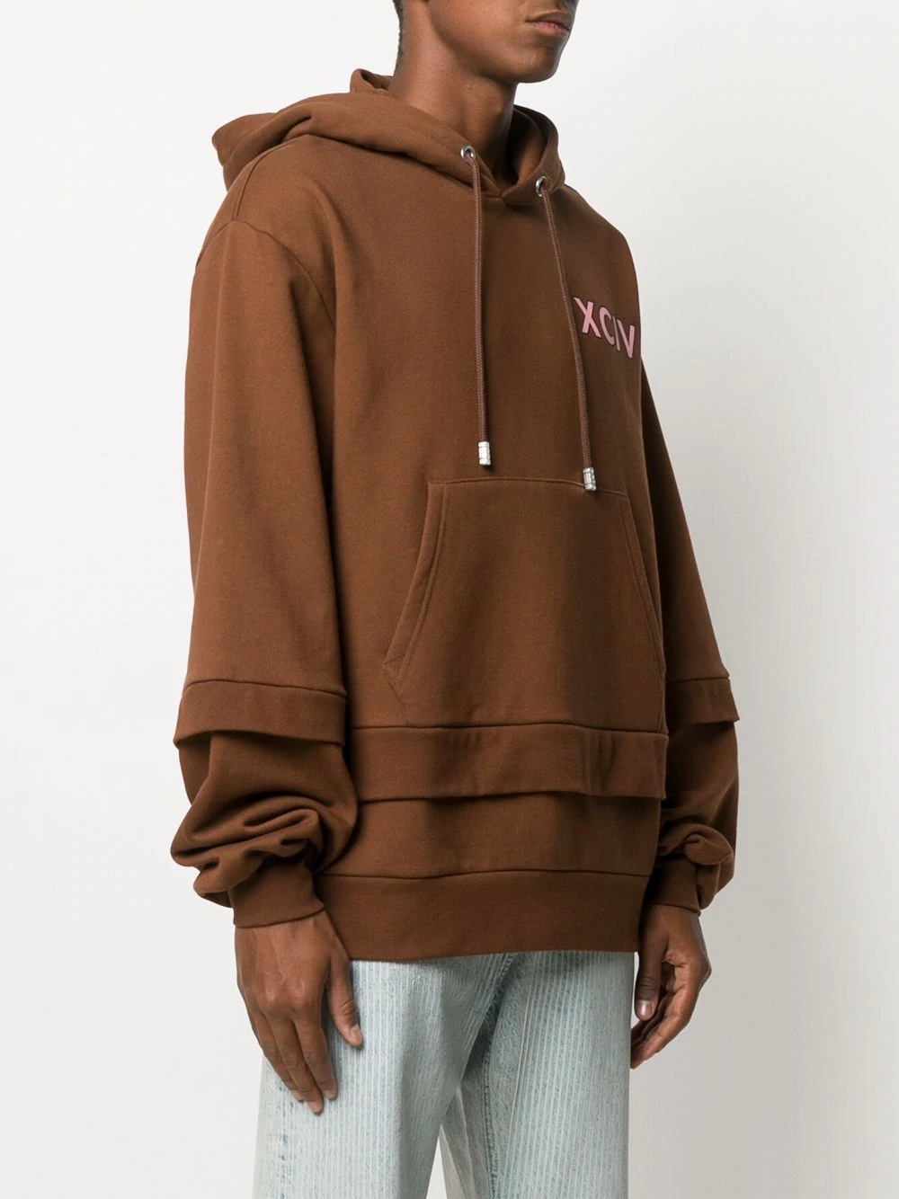 logo print layered hoodie - 3