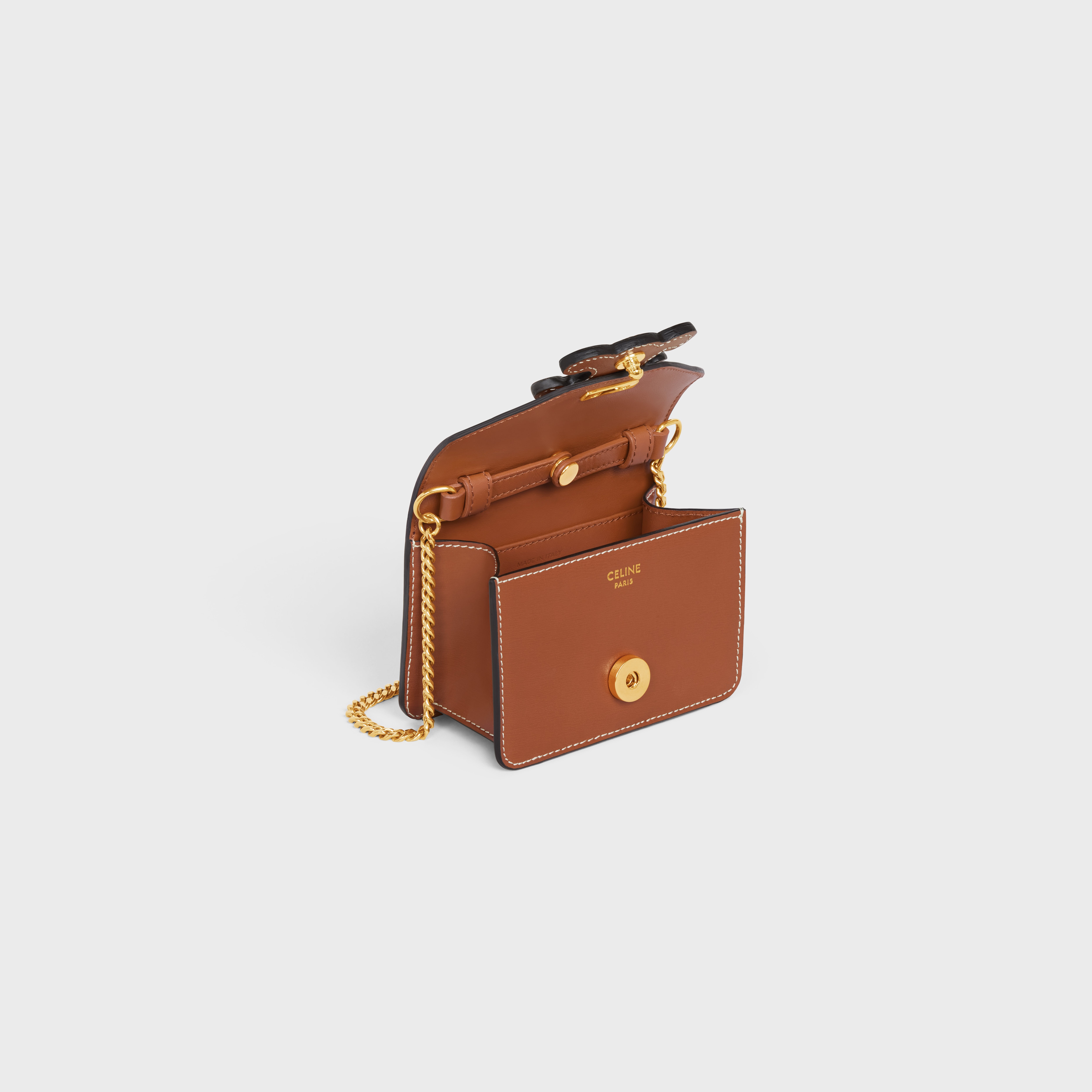 CARD HOLDER ON CHAIN TRIOMPHE in Shiny calfskin - 4