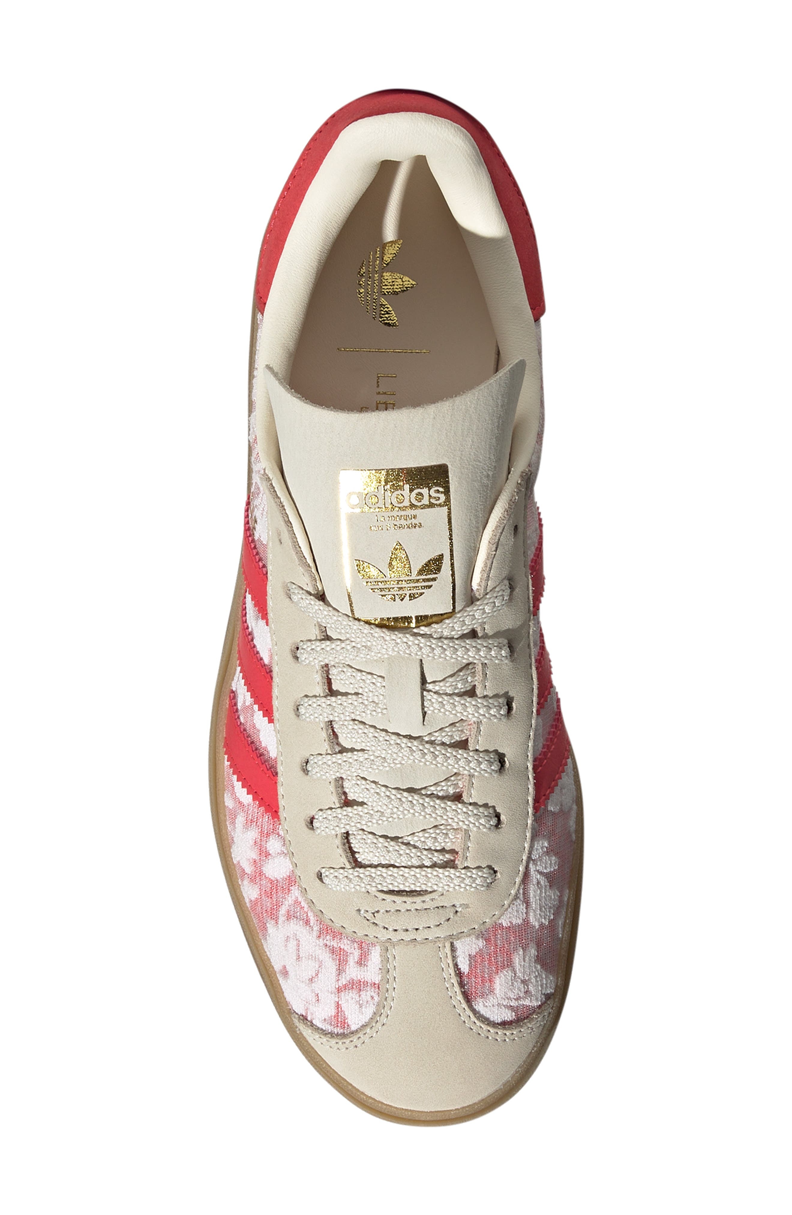 adidas x Liberty London Gazelle Bold Platform Sneaker in White/Cream White/scarlet at Nordstrom - 4