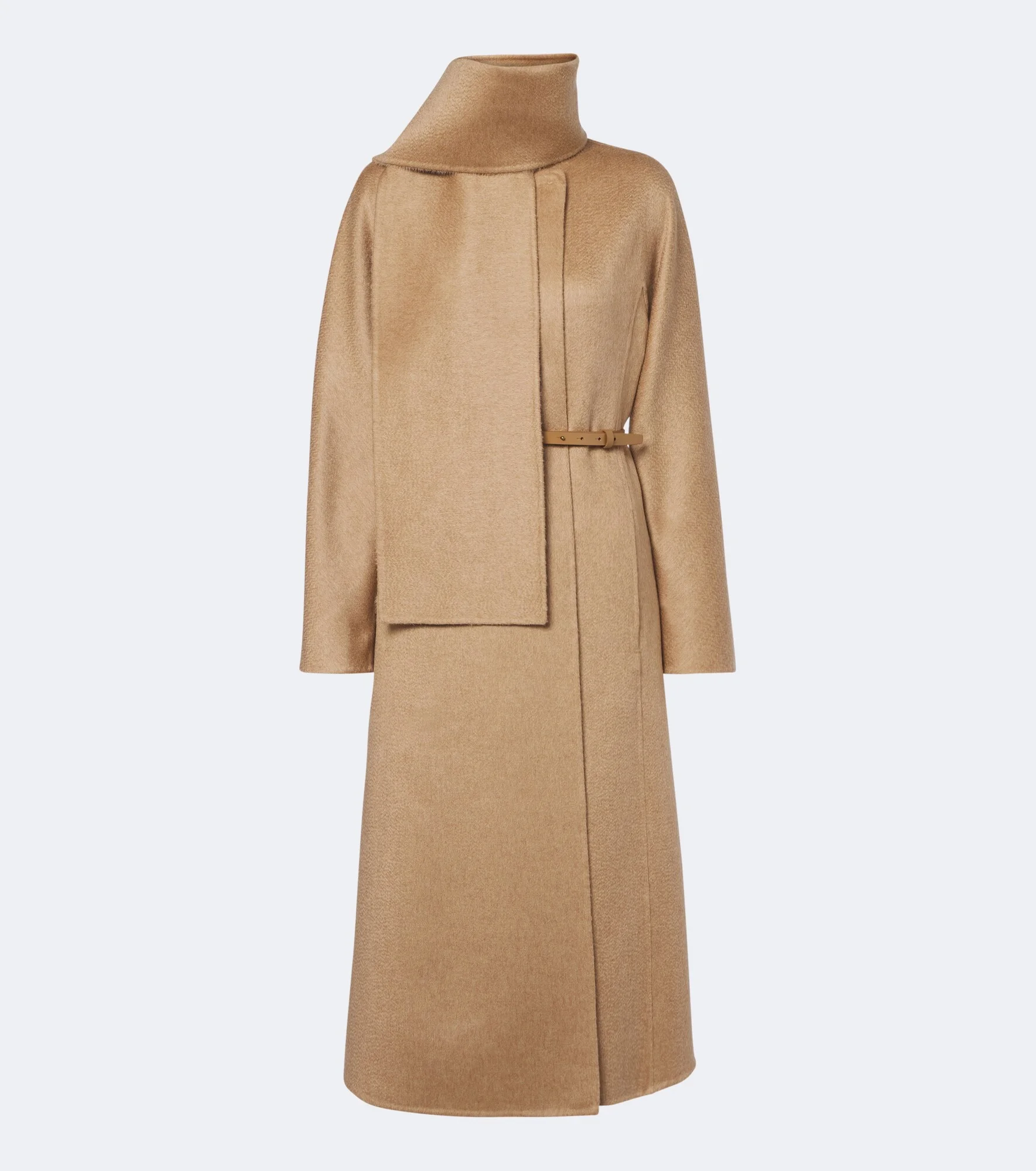 Scarf-detail camel hair and mohair coat - 1