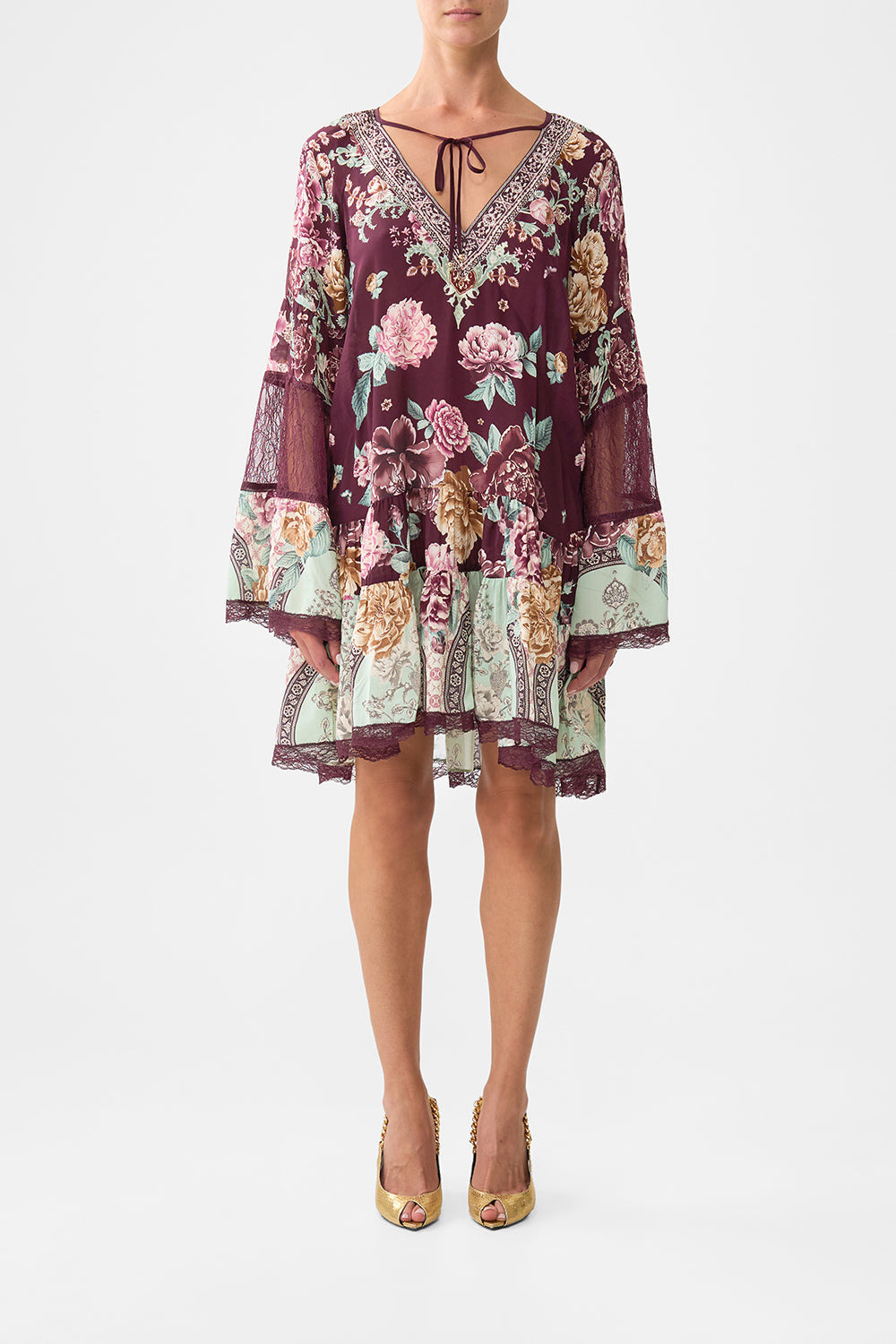 A-LINE GATHERED PANEL DRESS - 7