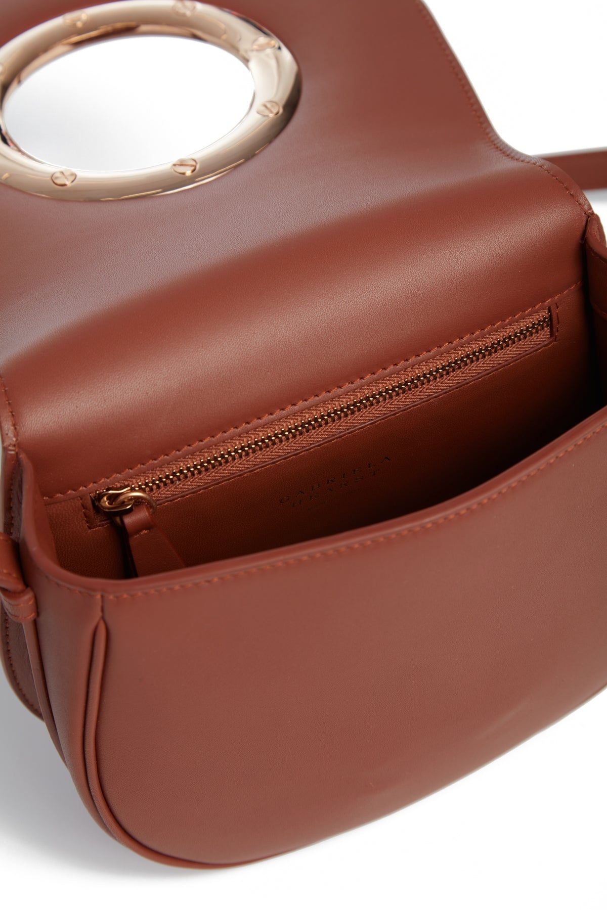 Ring Crossbody Bag in Cognac Leather 3