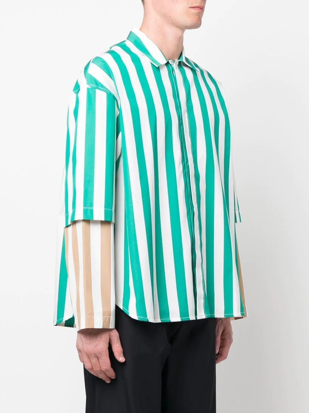 layered striped cotton shirt - 3