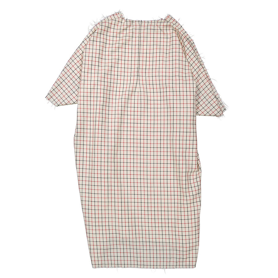 Maison Margiela Ladies Ecru All-Over Checkered Shirt Dress - 7