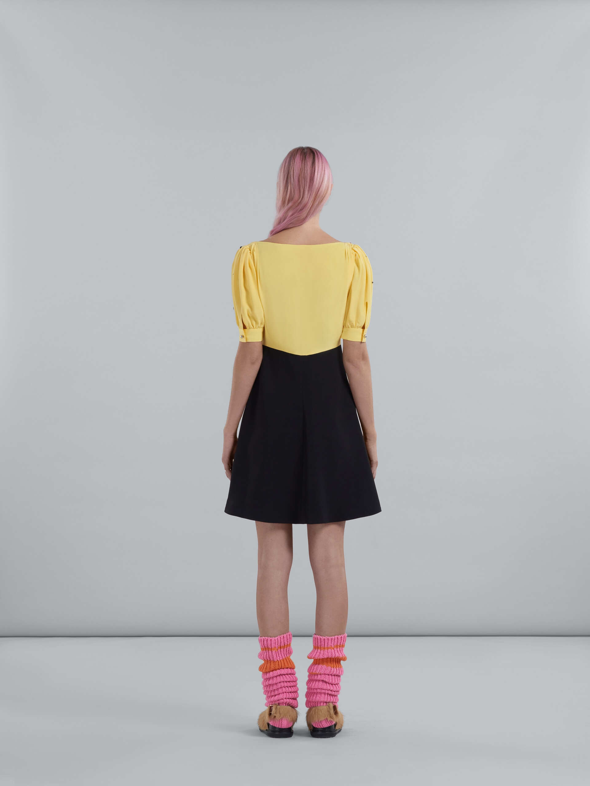 YELLOW SILK MINI DRESS WITH SEQUINS - 3