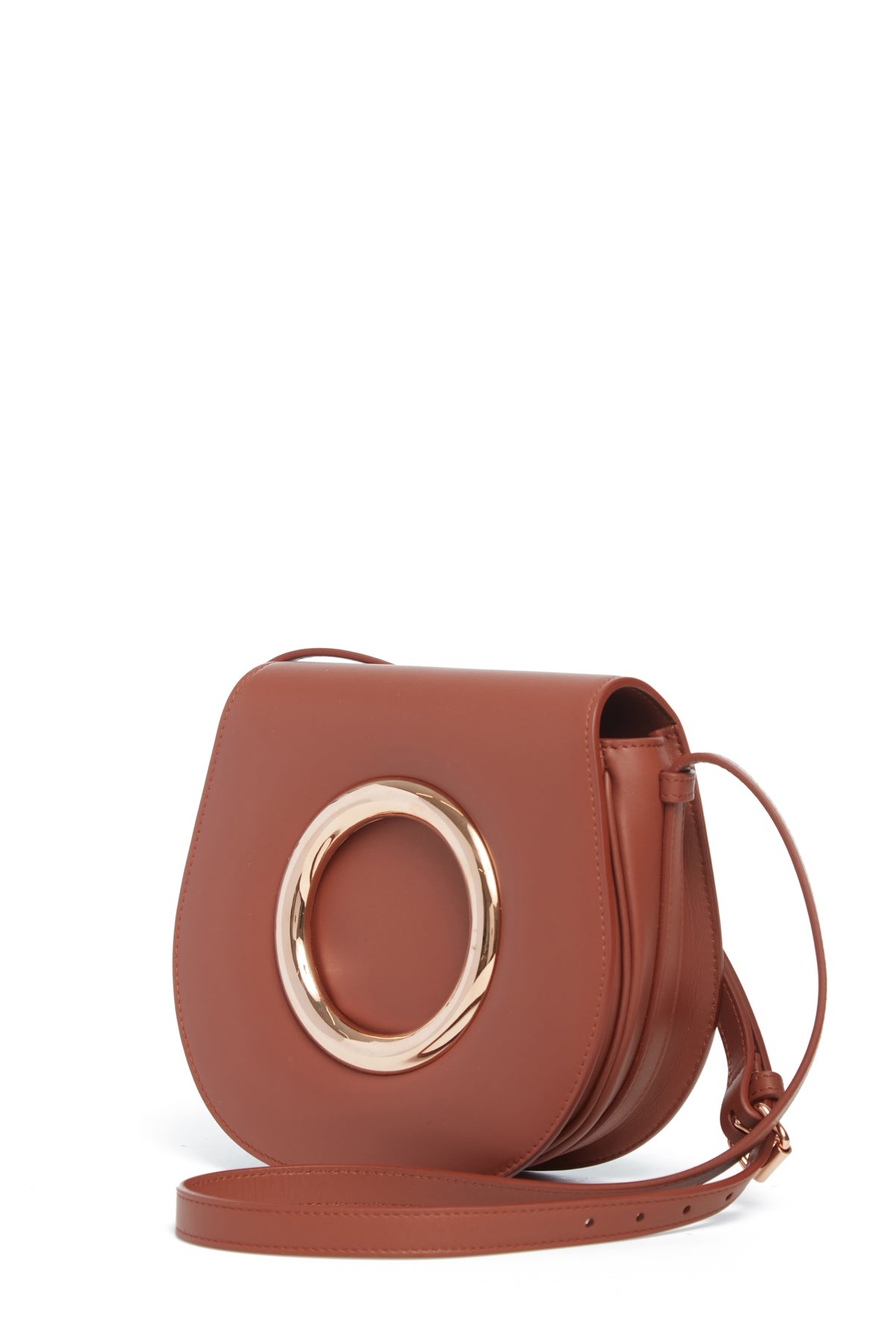 Ring Crossbody Bag in Cognac Leather 2