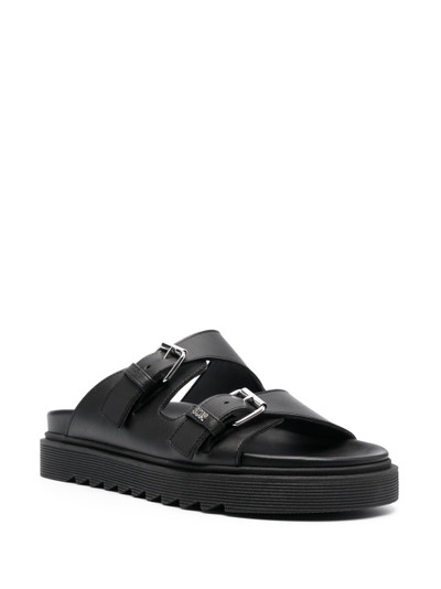 GCDS buckle-strap leather slides outlook