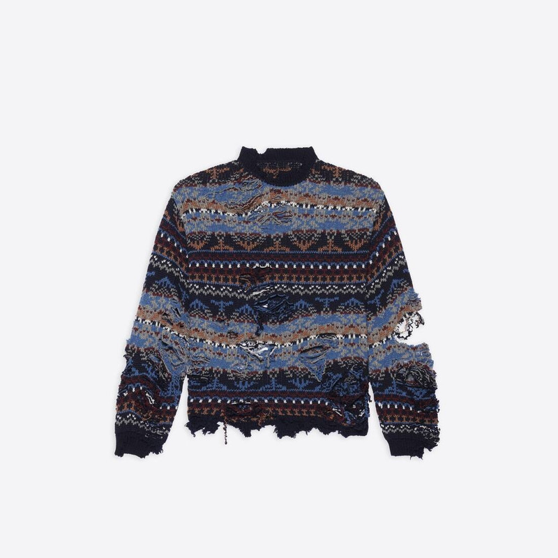 Destroyed Crewneck in Blue - 1