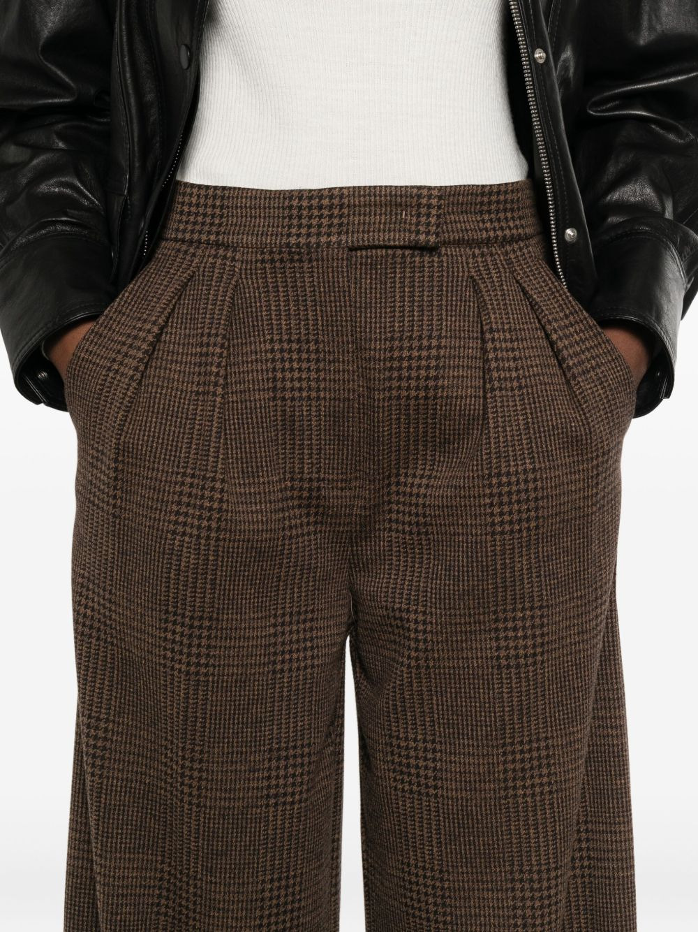 pleated-check trousers - 5