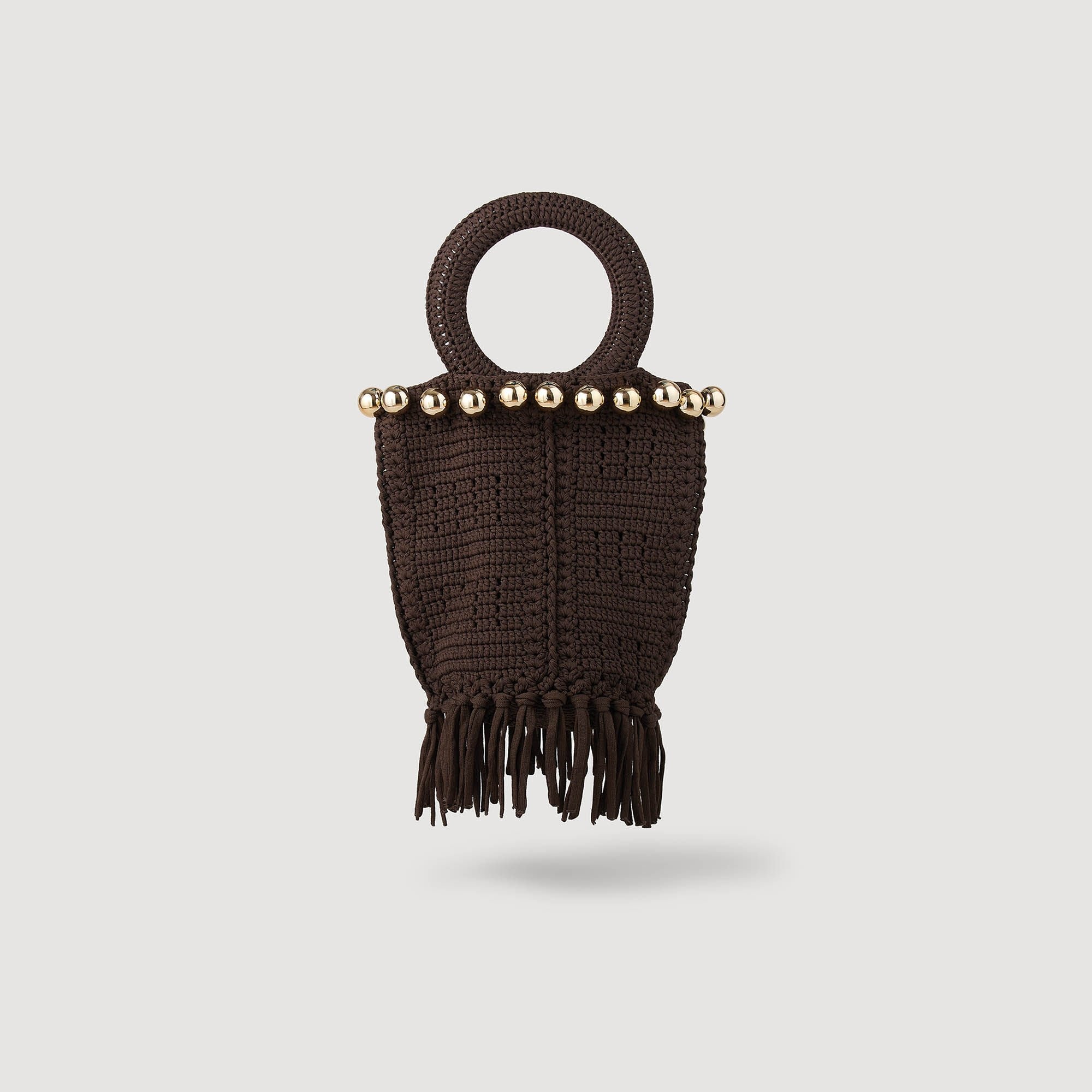 SMALL BEADED FRINGED CROCHET BAG - 5