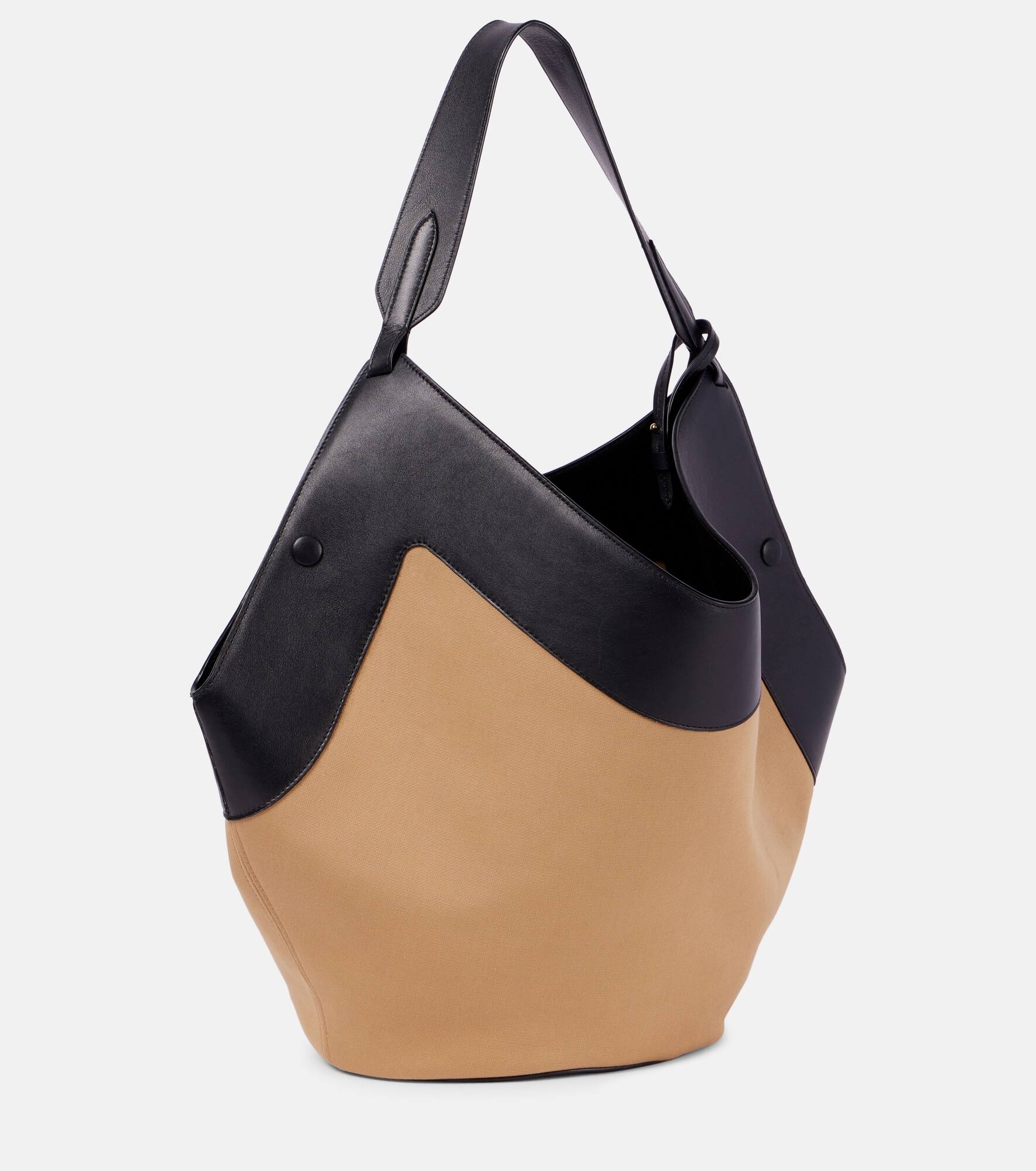 Lotus Medium canvas and leather tote bag - 4