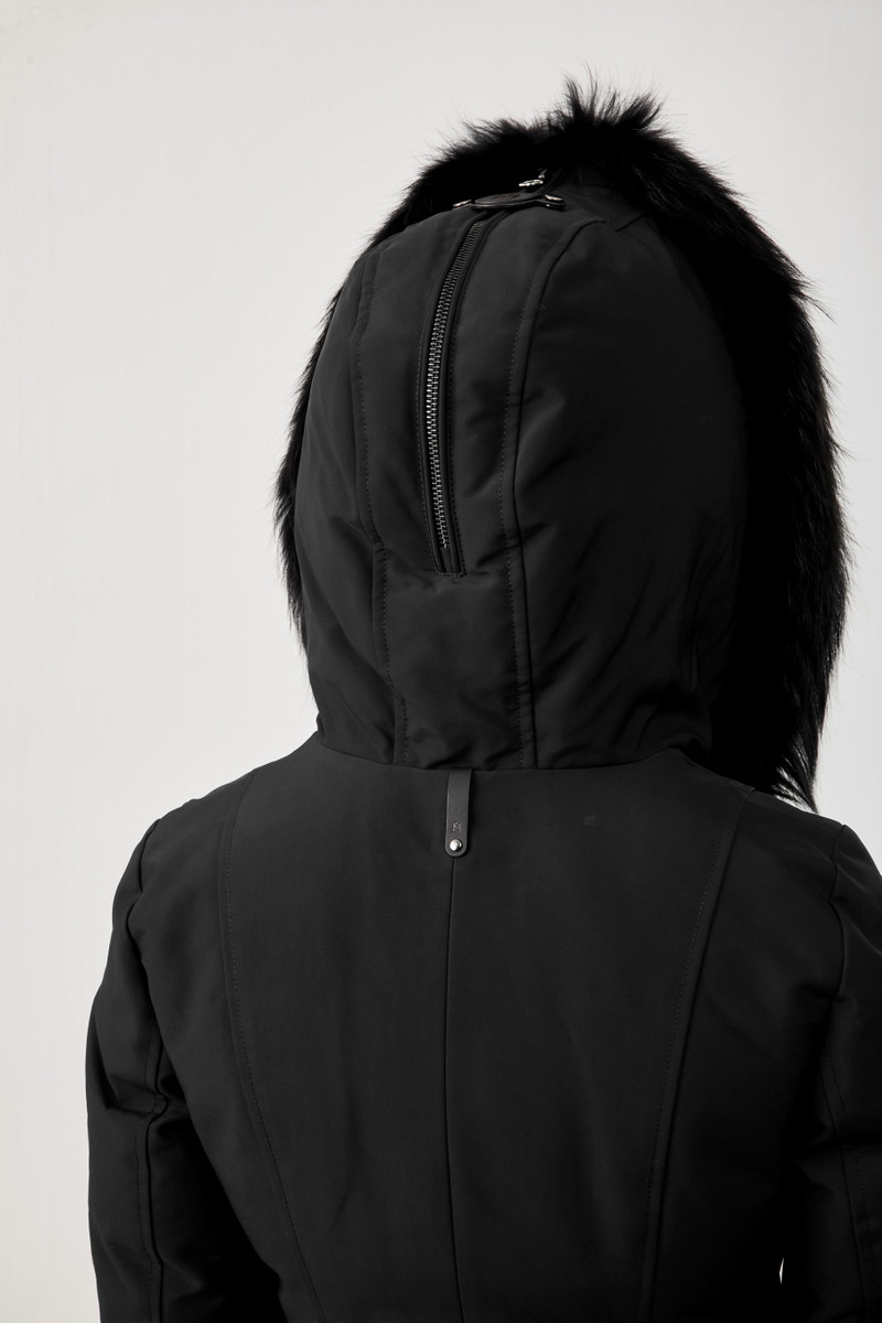 TRISH down coat with silverfox fur trimmed collar & hood 5