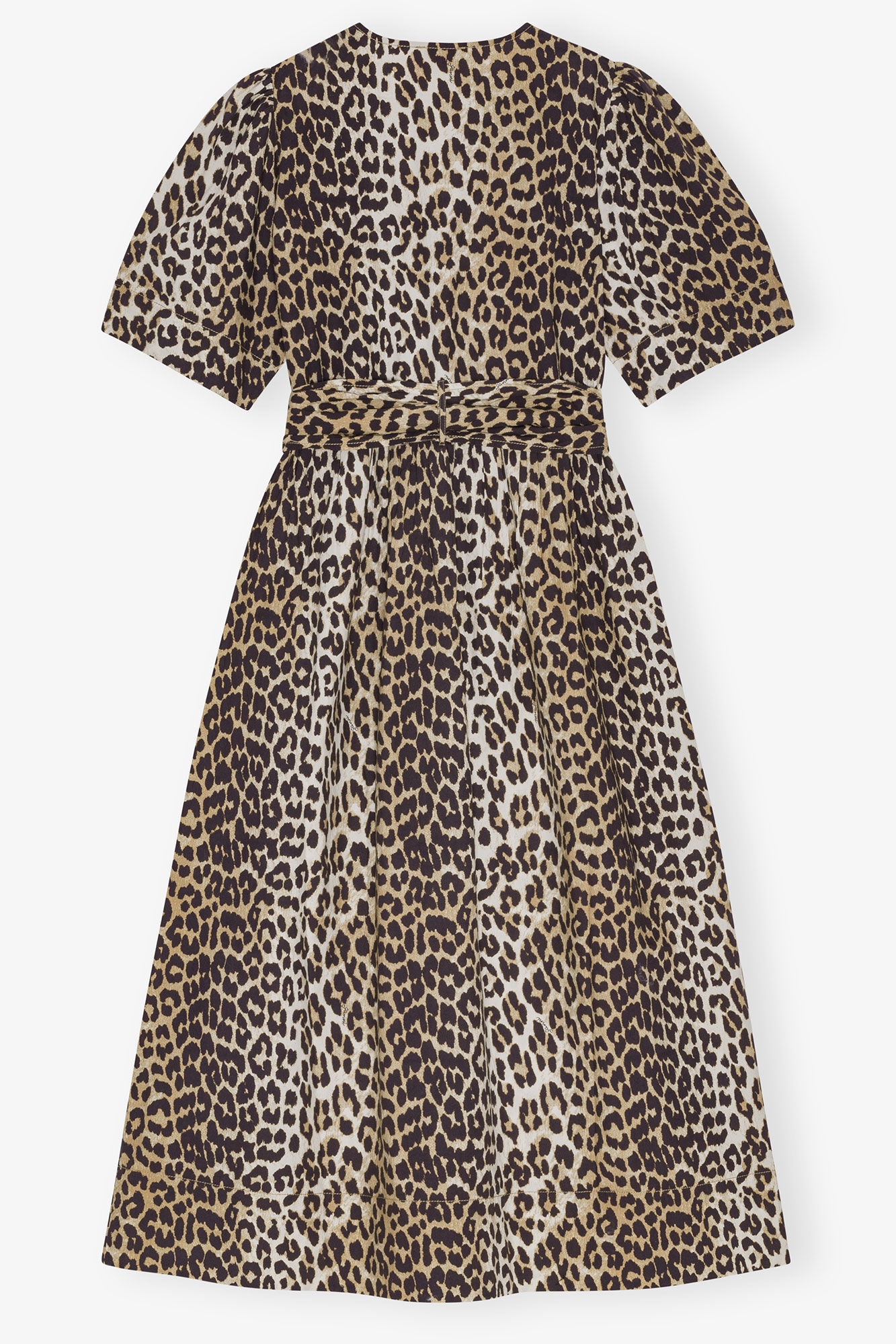 LEOPARD PRINTED COTTON TIE STRAP MIDI DRESS - 6