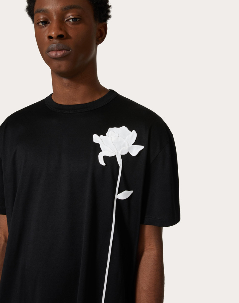 MERCERIZED COTTON T-SHIRT WITH FLOWER EMBROIDERY 5