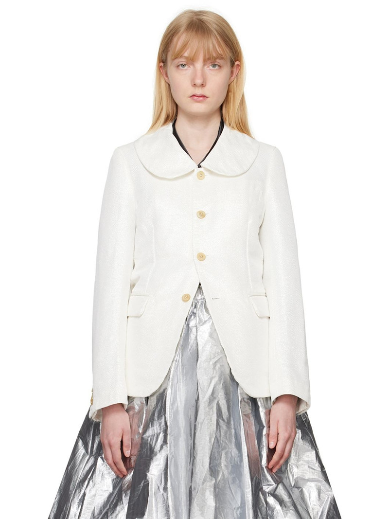 White Pocket Blazer - 1