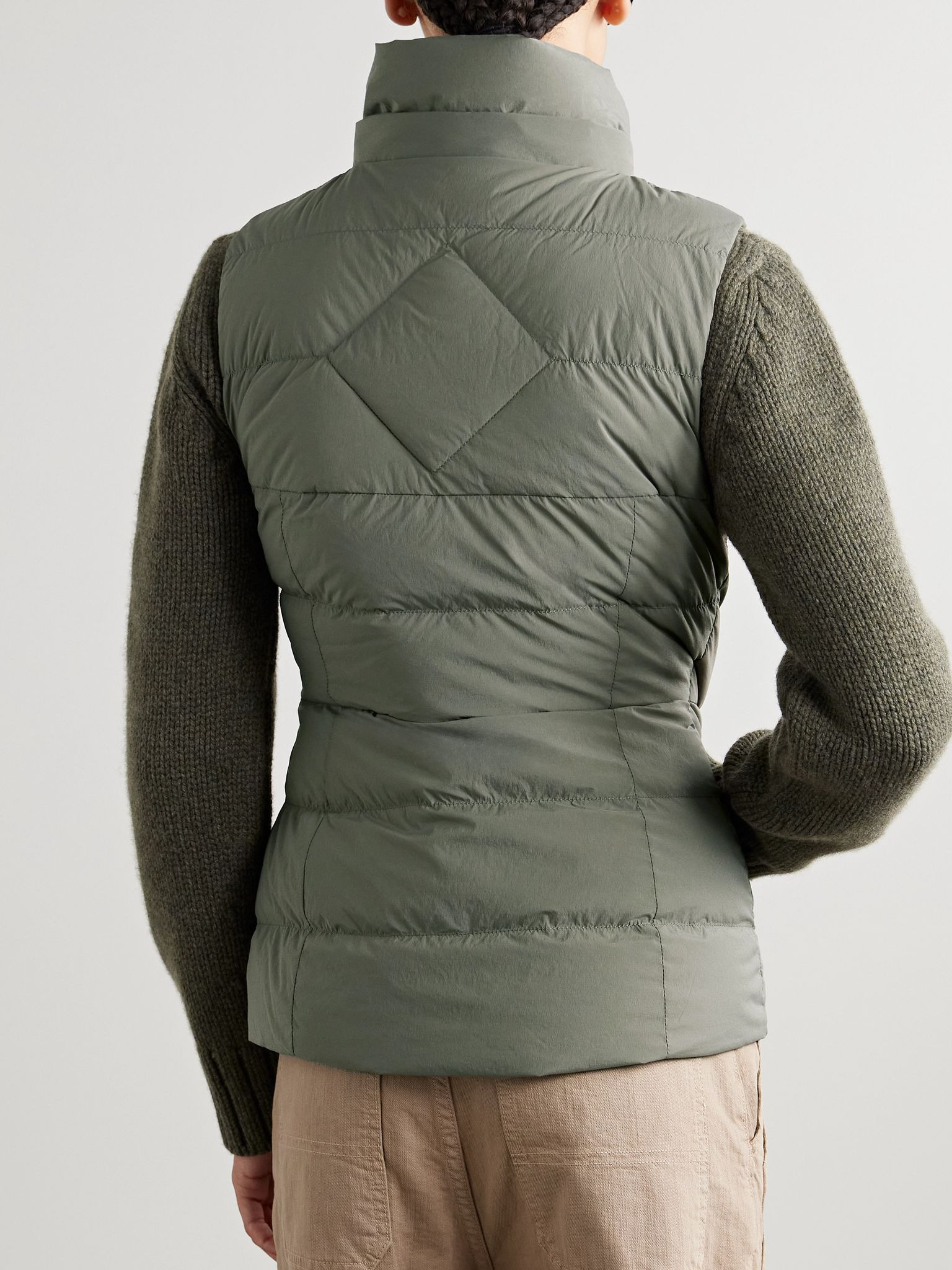 Clair hooded quilted padded shell down vest Gray green - 5