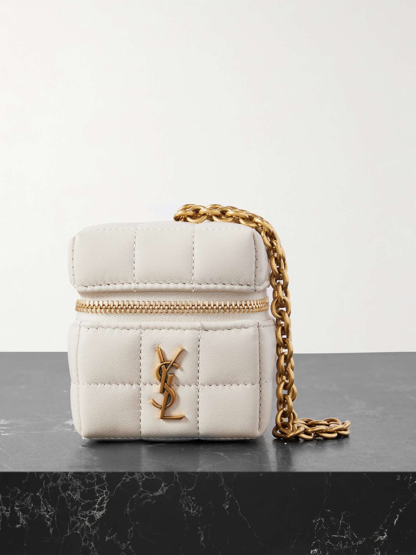 Cassandre Matelassé Carré mini quilted leather pouch White - 1