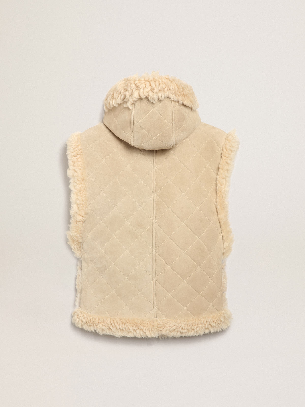 Women's reversible sheepskin vest in ecru - 9