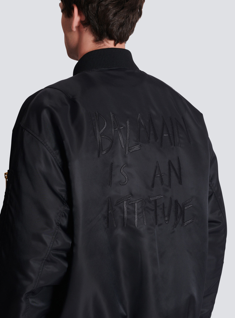 Balmain Printed nylon bomber jacket outlook