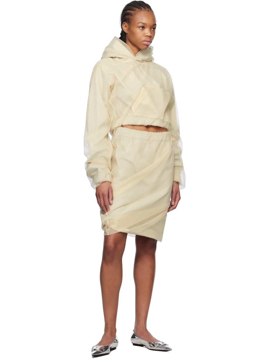 Beige Layered Mini Skirt - 4