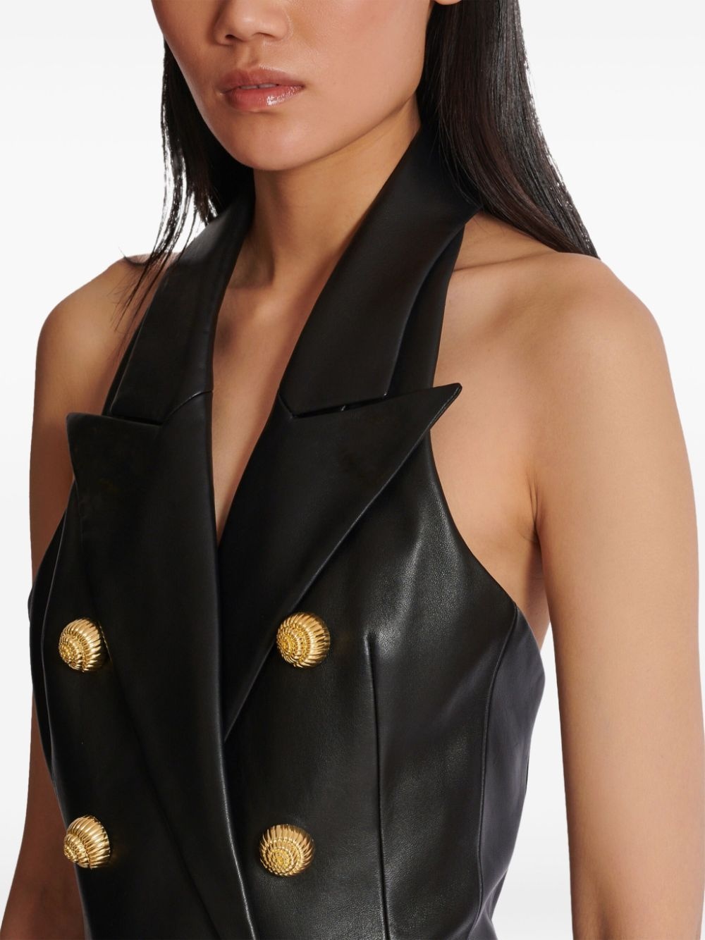 leather halterneck dress - 7