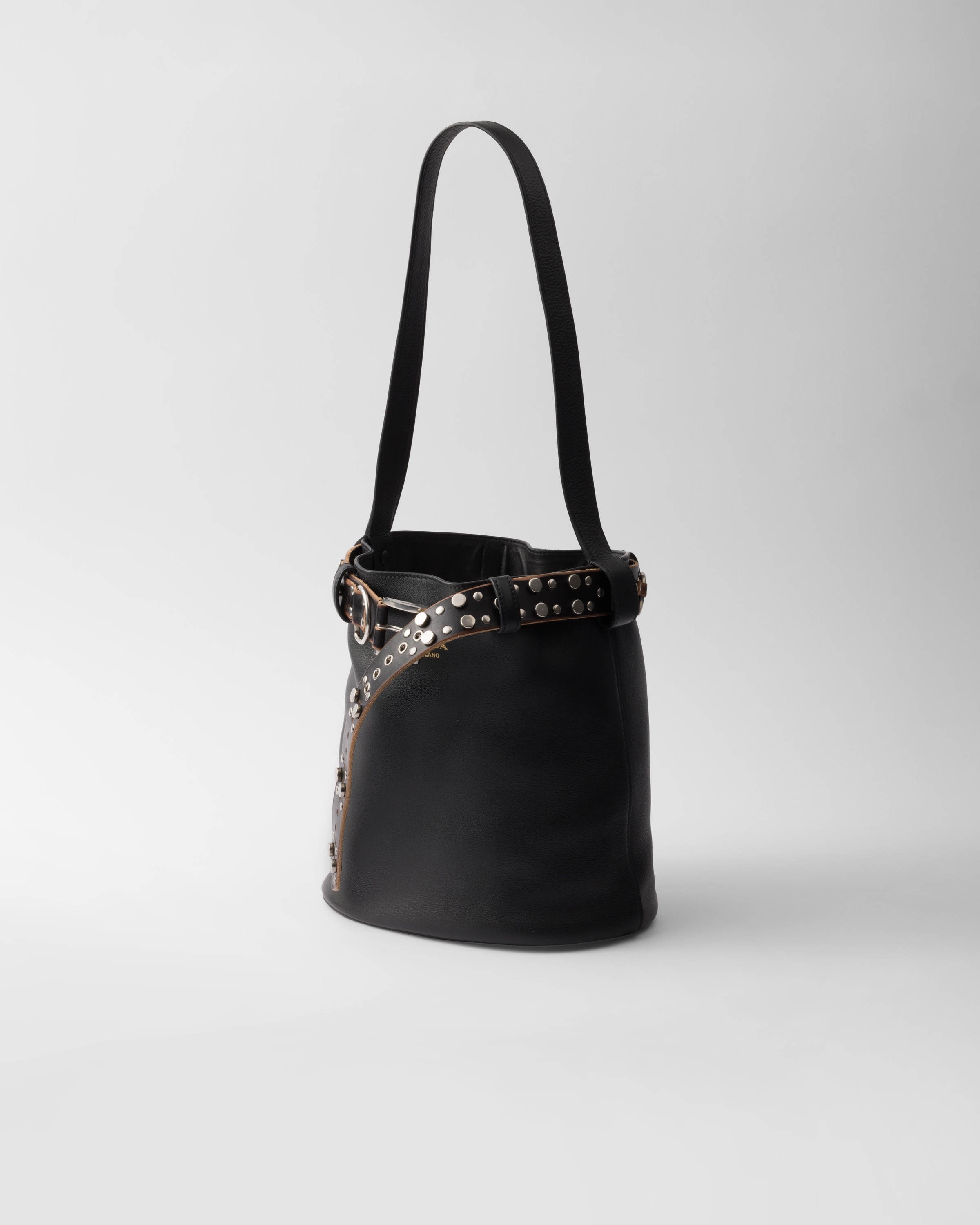 Prada Buckle leather bucket bag with studded belt - 2